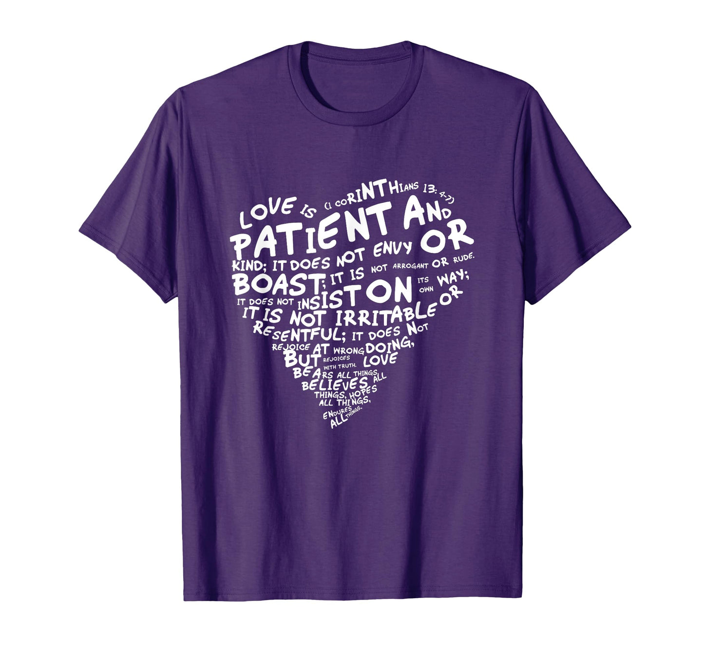 Love is Patient 1st Corinthians 13:4-7 White Heart T-shirt T-Shirt