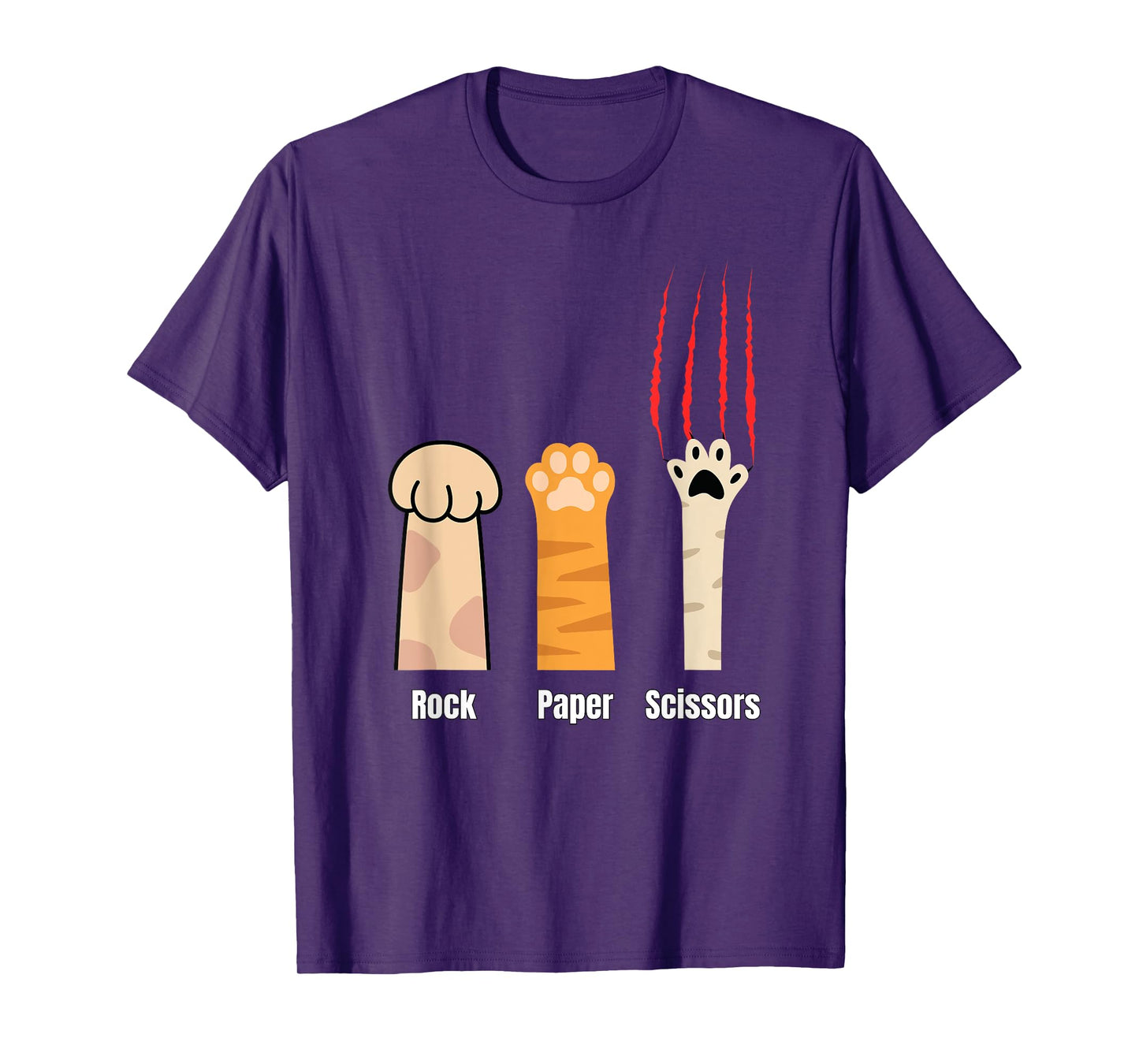 Rock Paper Scissors Cat Paws Funny Cats Scratch Men Women Girls Kids T-Shirt