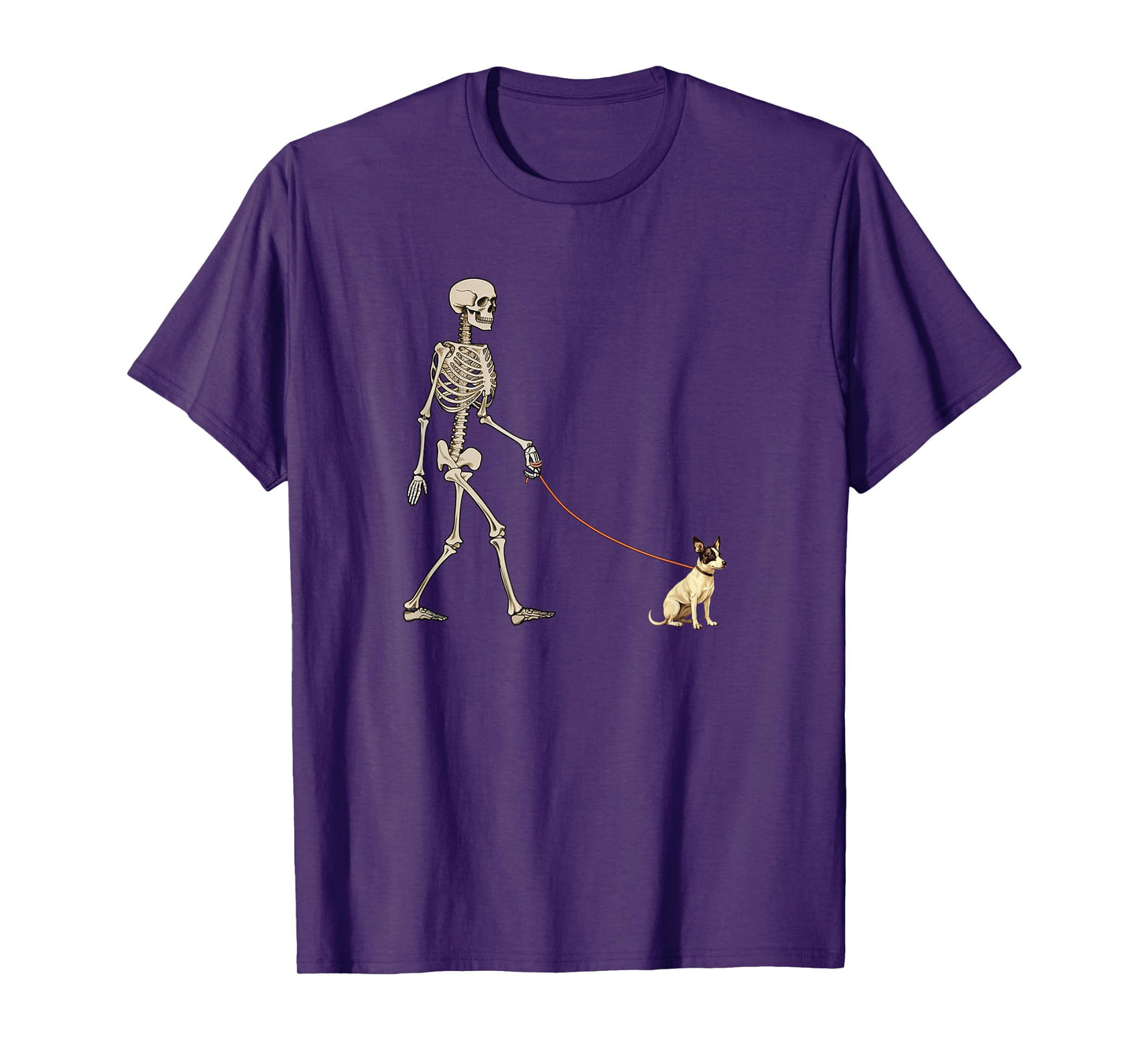 Funny Rat Terrier Skeleton Dog Walking Halloween Dog T-Shirt