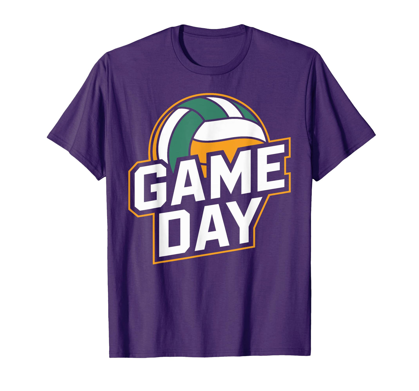 Game Day Volleyball Sport Colorful White, Green Ball Graphic T-Shirt