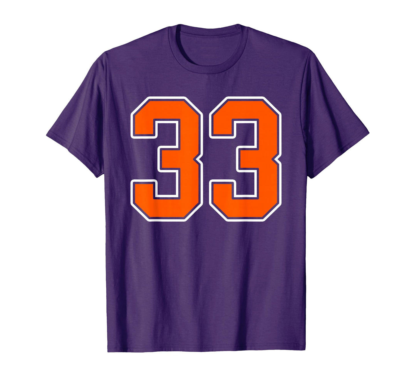 Orange White Number 33 Jersey Player Uniform #33 T-Shirt