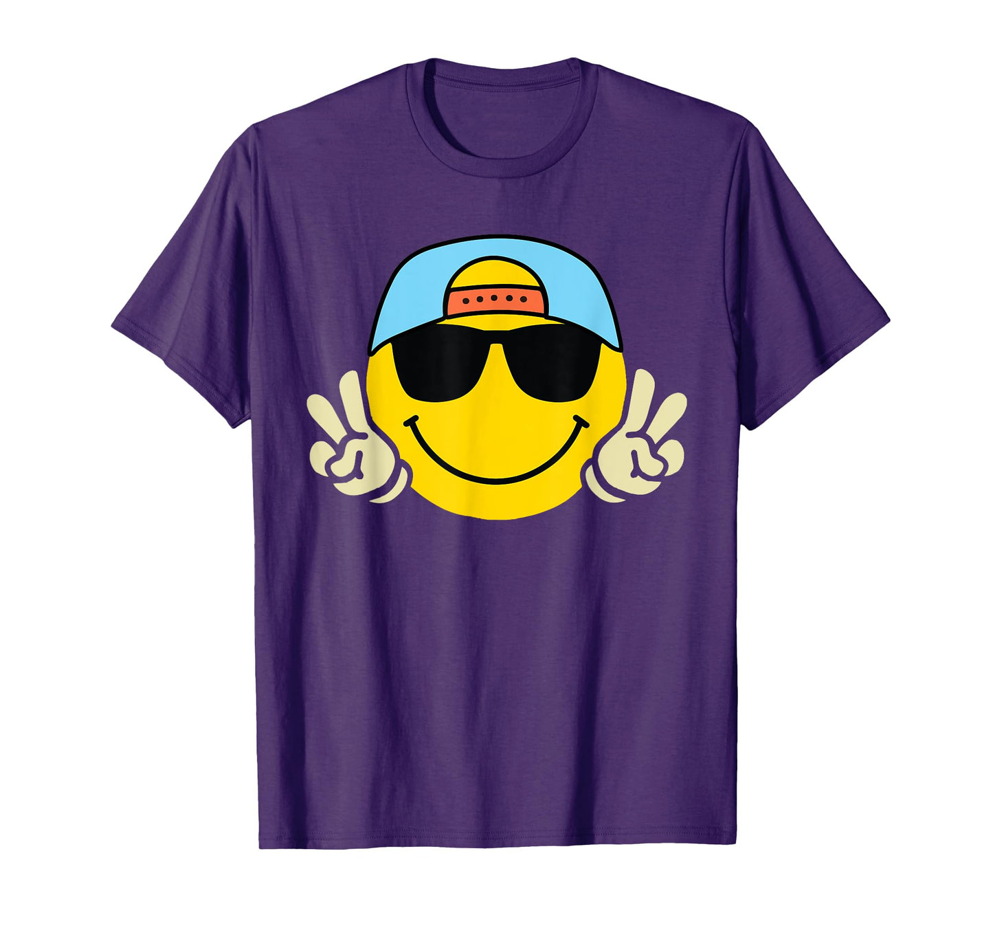 Yellow Smile Face Cute Checkered Peace Smiling Happy Face T-Shirt