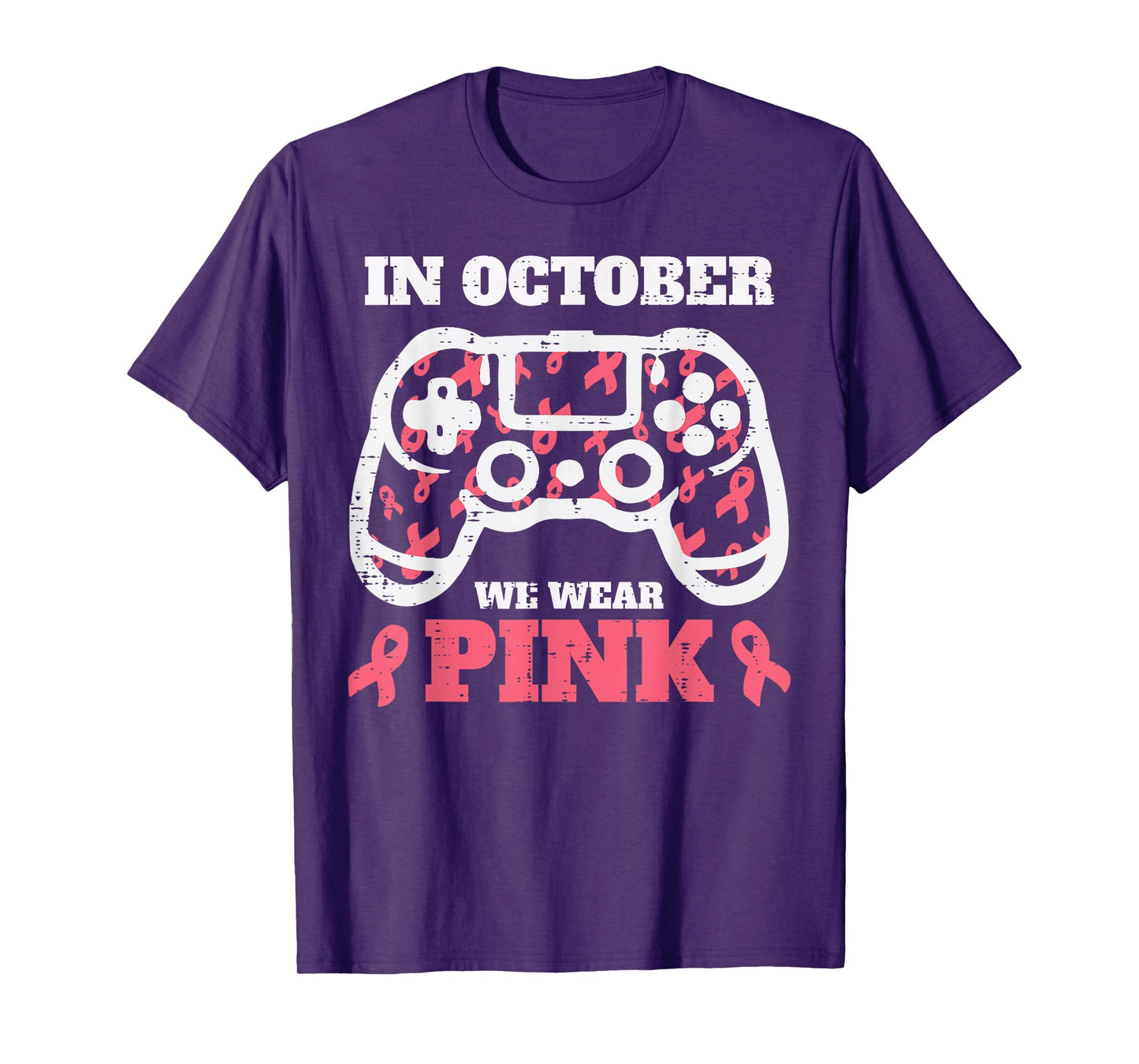 Breast Cancer Gamer October Wear Pink Awareness Boys Kids T-Shirt