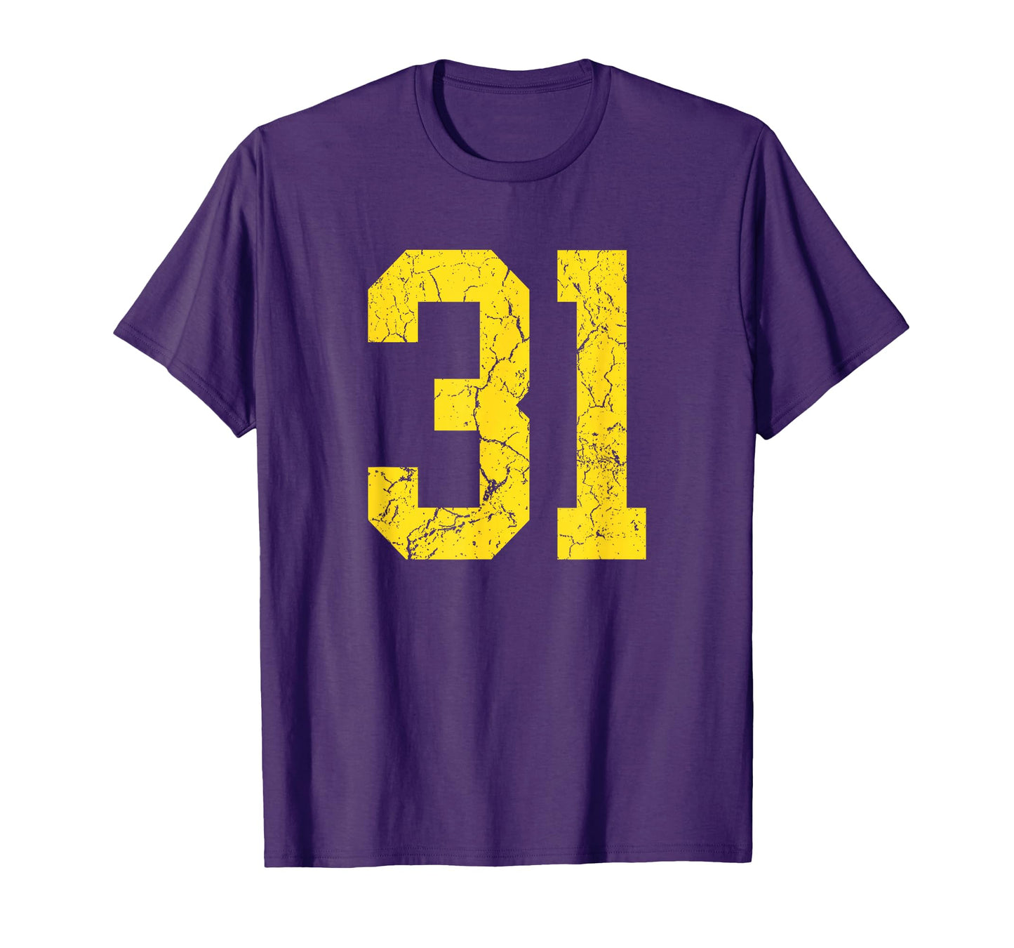 Distressed Bright Gold Number 31 Jersey Player Uniform #31 T-Shirt
