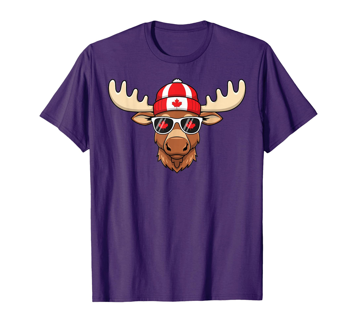 Canada Day Canadian Flag Maple Leaf Moose Sunglasses T-Shirt