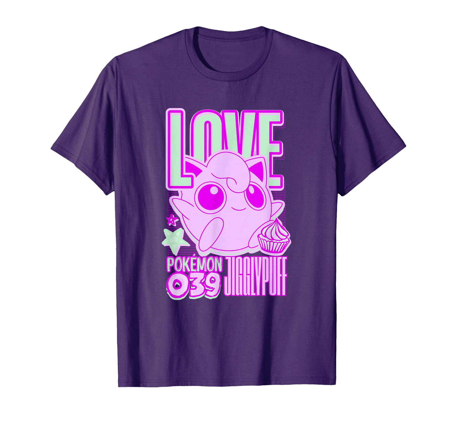 Pokémon Jigglypuff Love Neon Pink Cute Pocket Monster T-Shirt