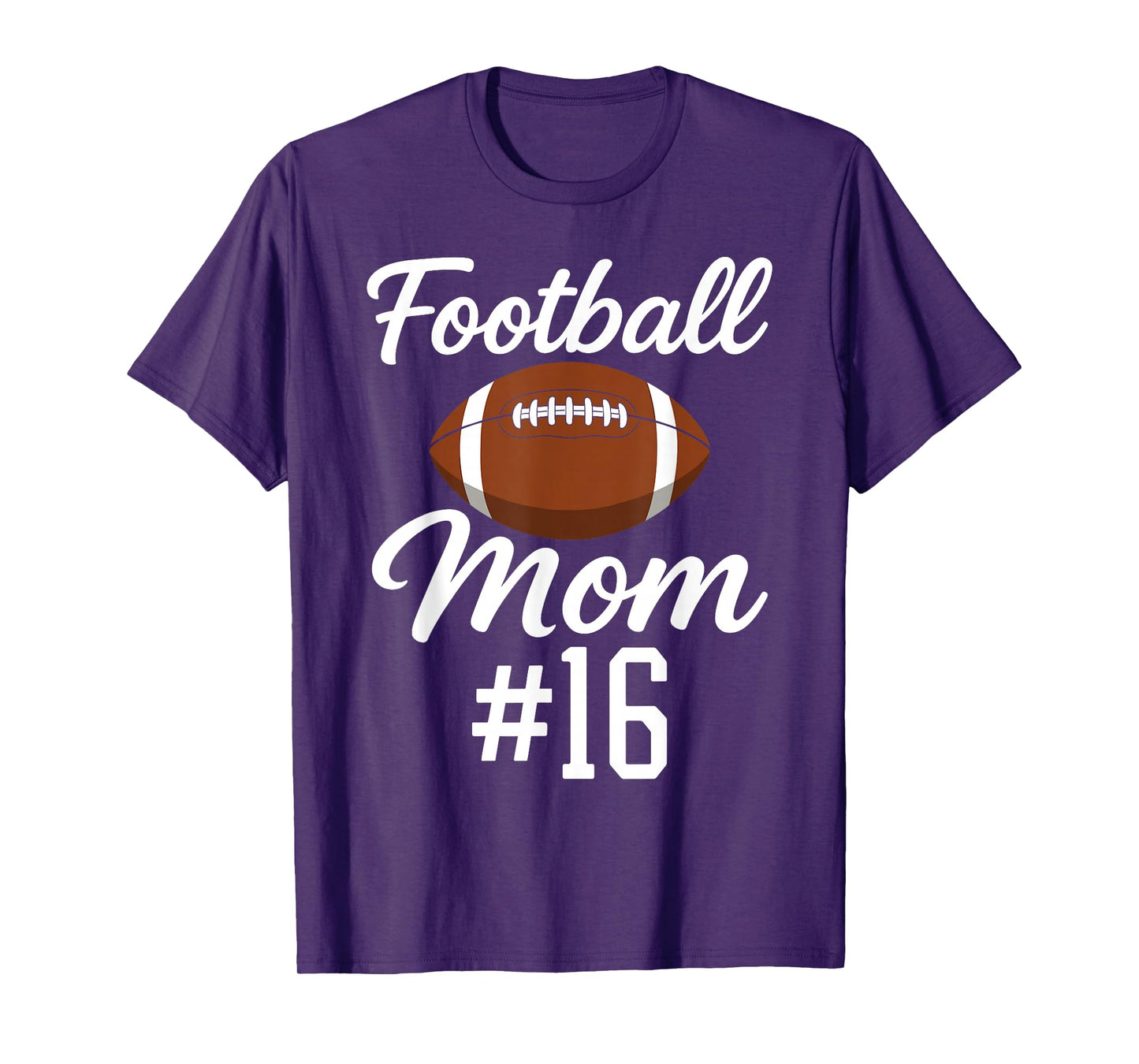 Football Mom Number 16 Biggest Fan Woman Supporter Son Cheer T-Shirt