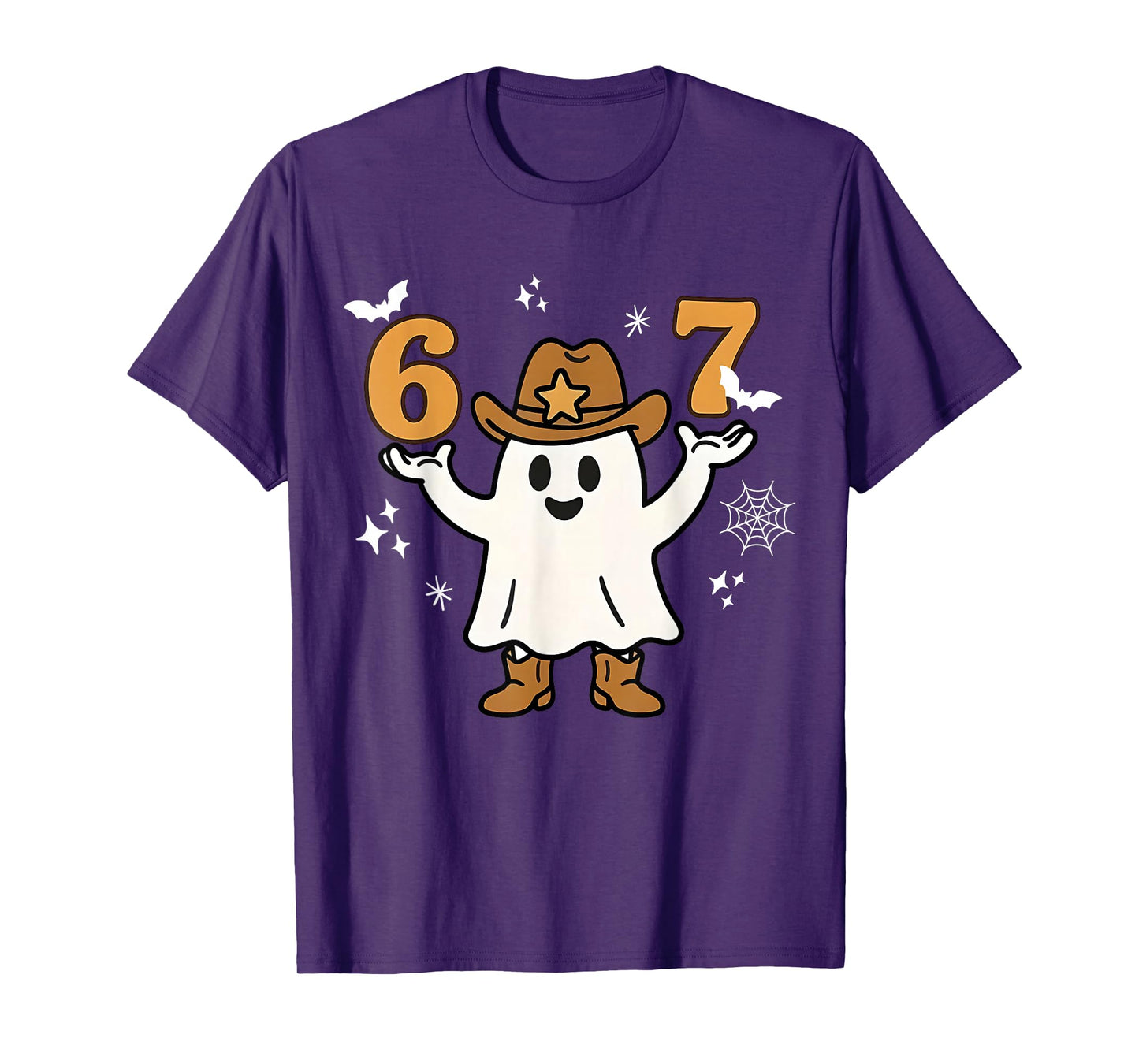 Funny Six Seven 6 7 Meme Cowboy Ghost Halloween Costume T-Shirt