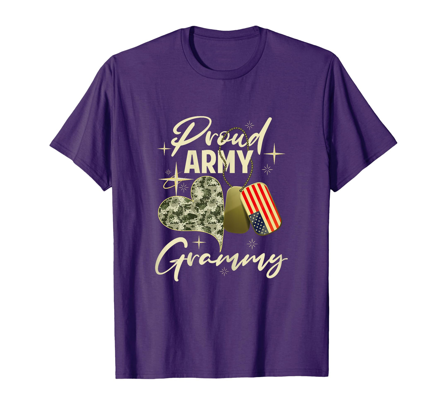 Proud Army Grammy Camouflage Mother's Day Dog Tag US Flag T-Shirt for Women