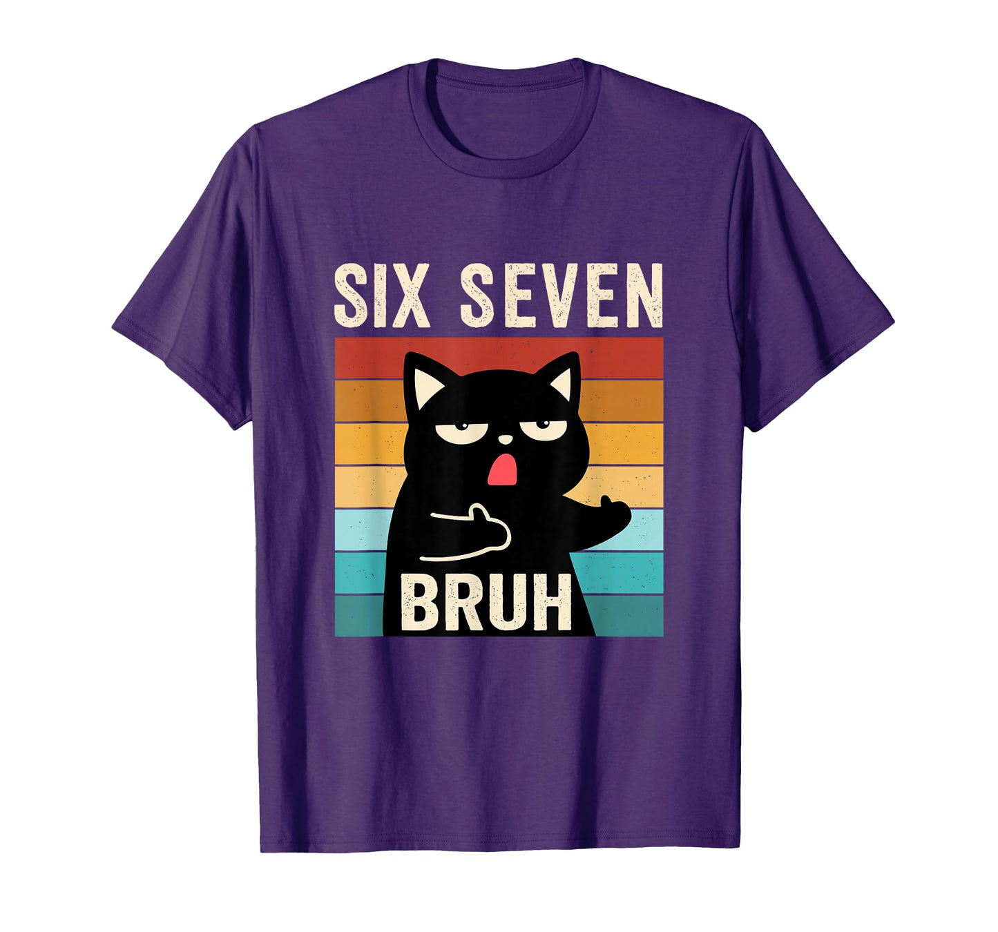 Funny 67 Meme Bruh with Cat Boys Girls Teens Six Seven Bruh T-Shirt