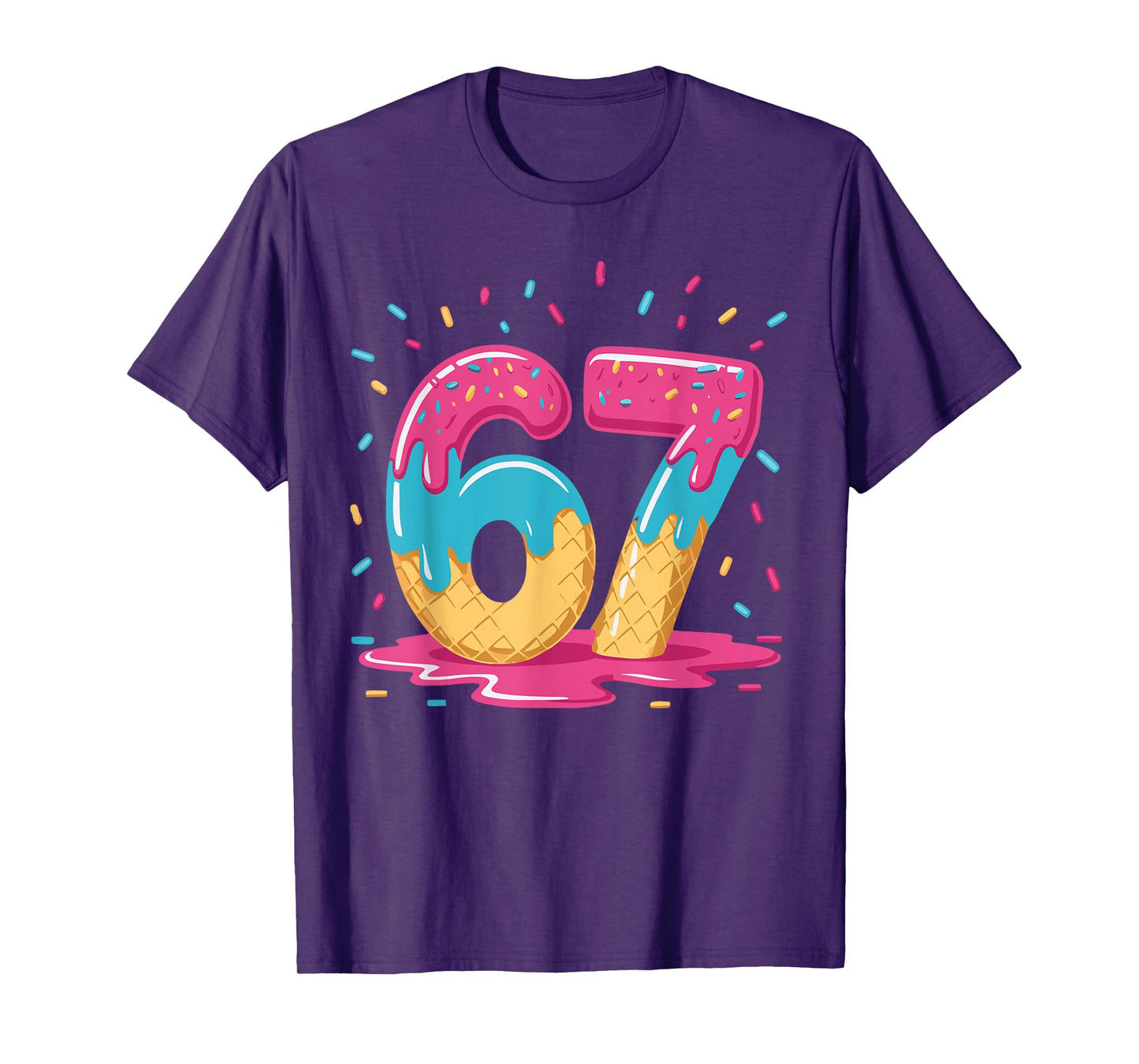 67 Ice Cream Drip Meme Six Seven Gen Alpha Slang T-Shirt