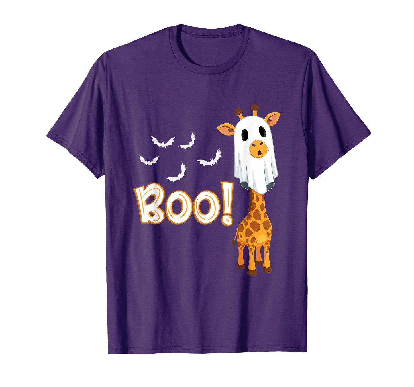 Boo Ghost Giraffe Halloween Fall Autumn Animal Lover Kids T-Shirt