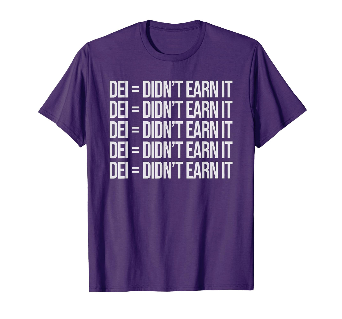 DEI Didn't Earn It Funny Quote T-Shirt, Small, Black