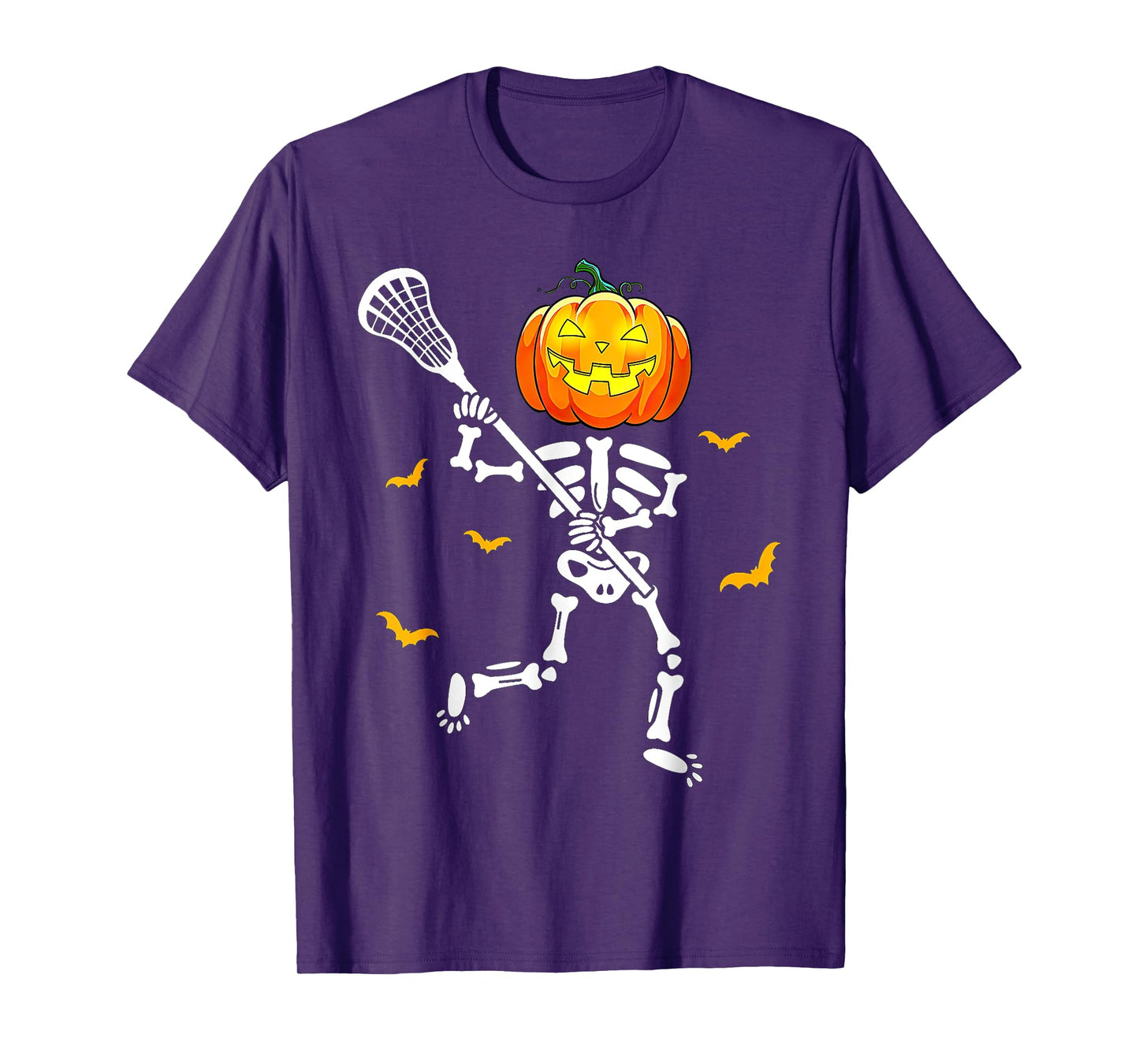Pumpkin Skeleton Lacrosse Halloween T-Shirt