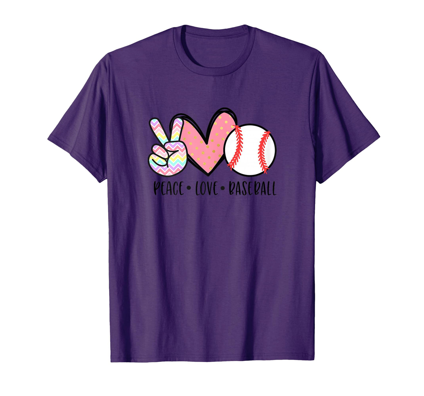 Peace Love Baseball Funny for Girls Teens Mom Women T-Shirt