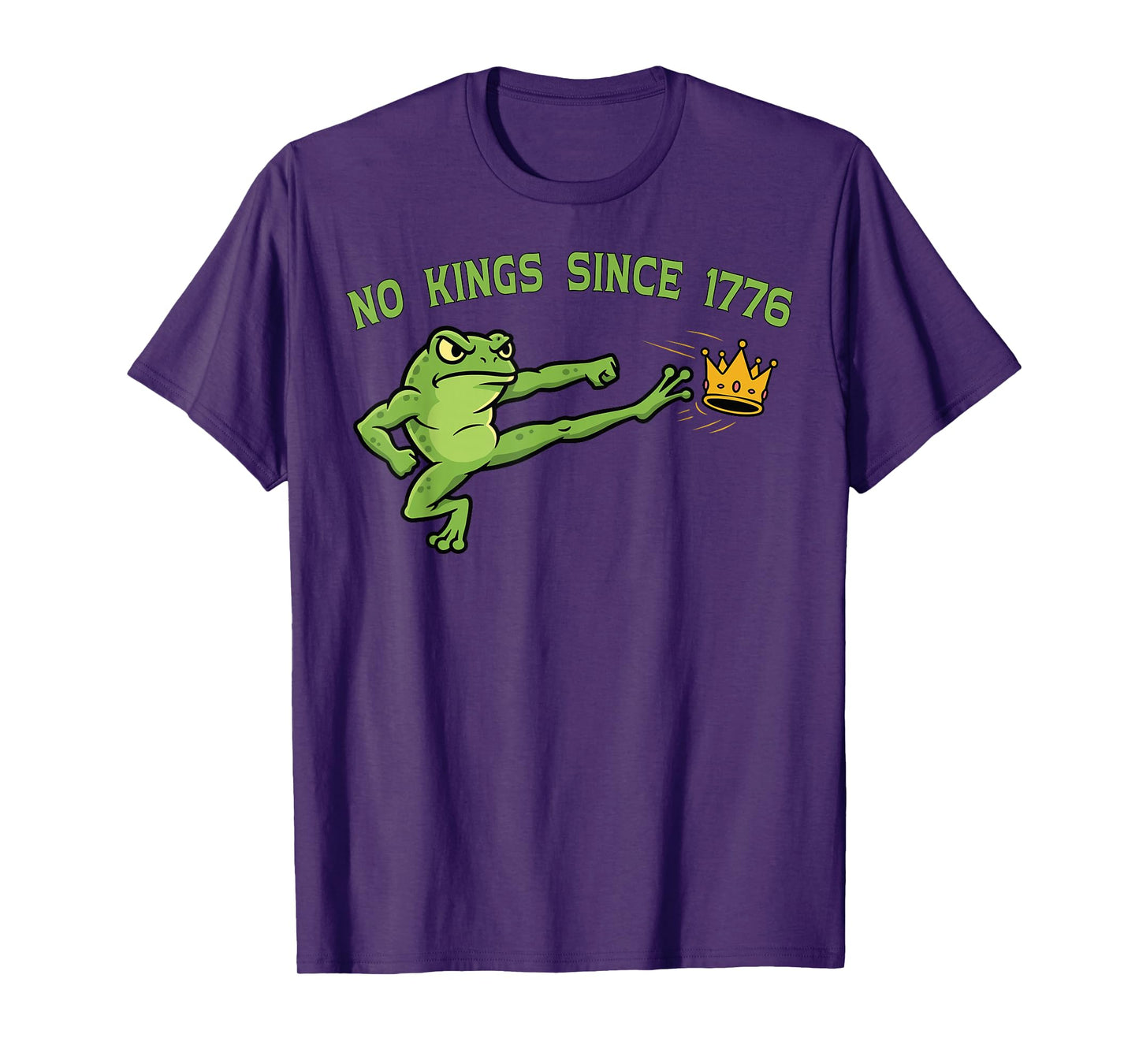 No Kings Since 1776 Meme Portland Frog Kicking Crown Retro T-Shirt