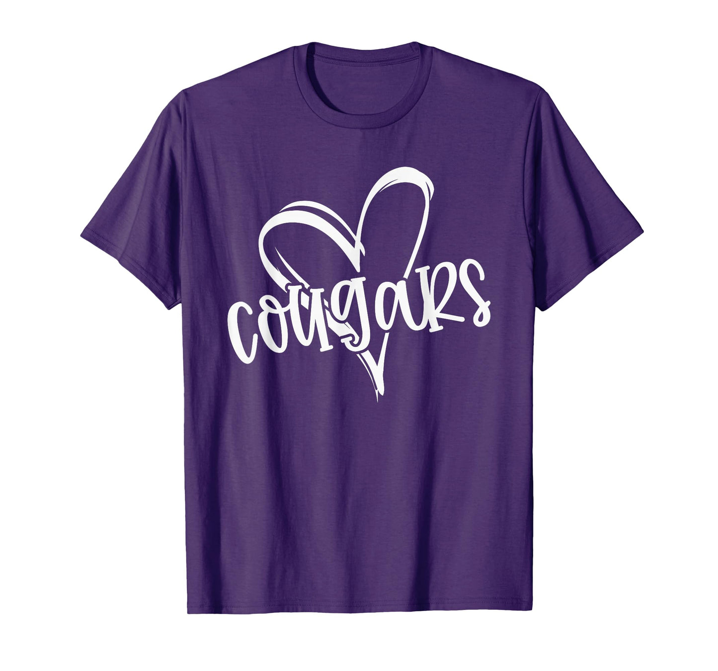 Cougars School Sports Fan Team Spirit Heart T-Shirt