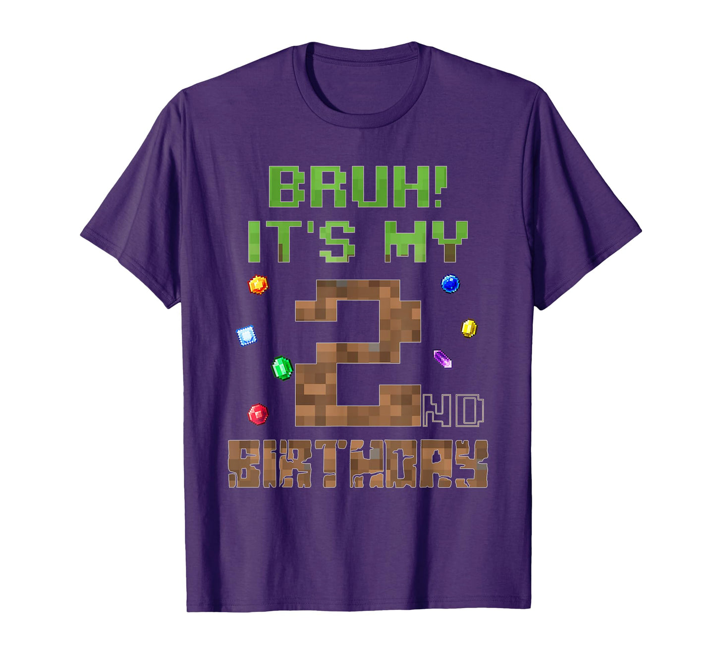 B-Day Boy Shirt Bruh It's My 2nd Birthday Video Game Pixel T-Shirt