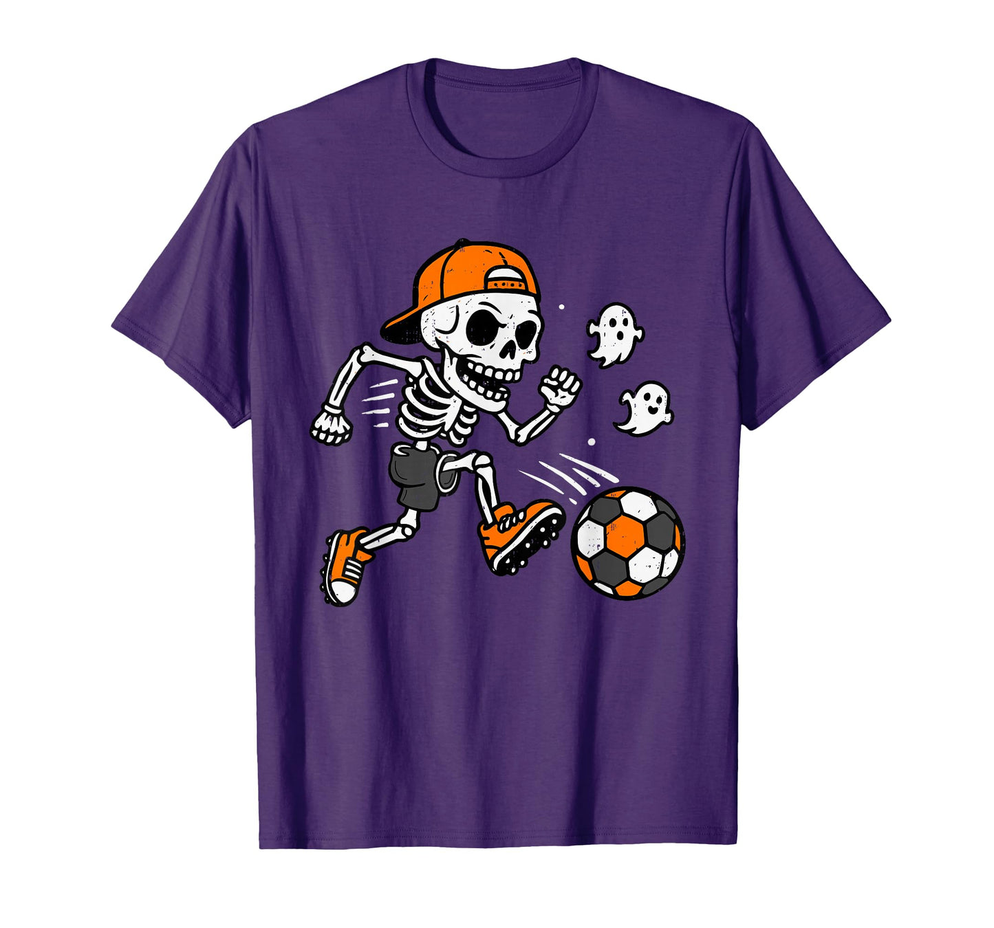 Skeleton Soccer Pumpkin Halloween Costume Boys Teens Kids T-Shirt