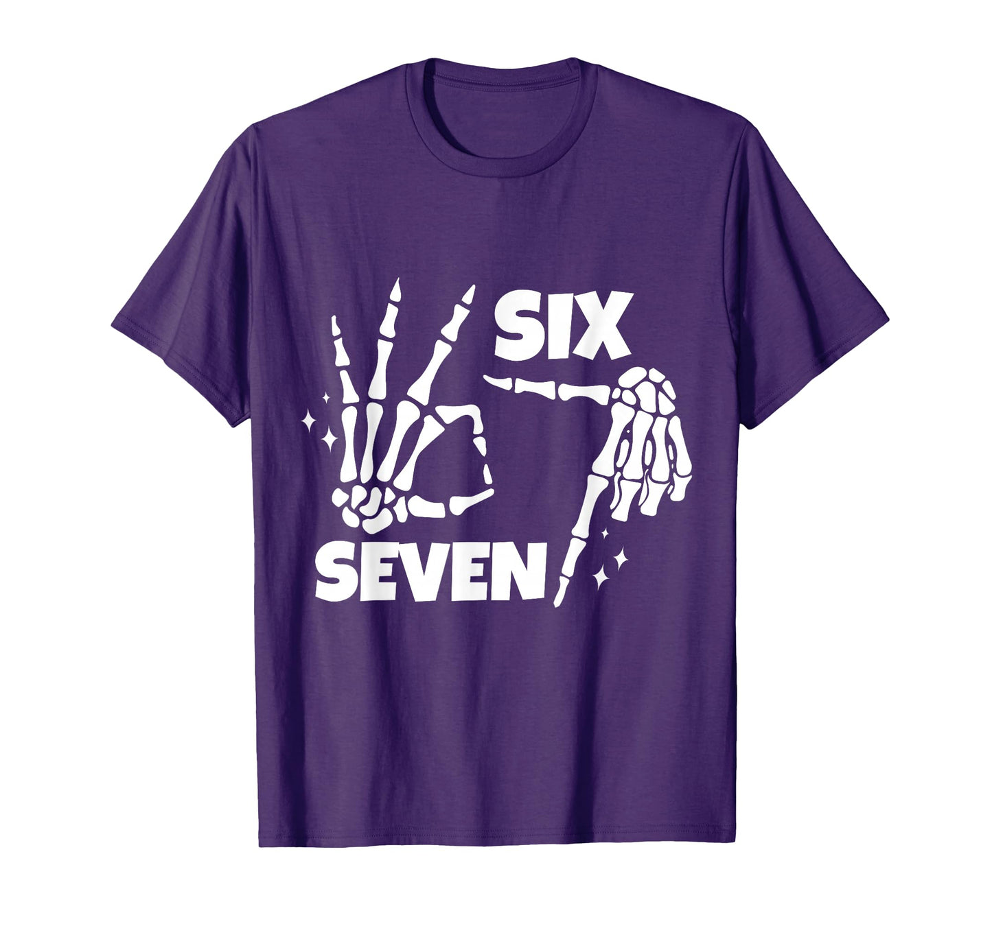 6 7 Meme Funny Skeleton Hands Halloween Couples Six Seven 67 T-Shirt