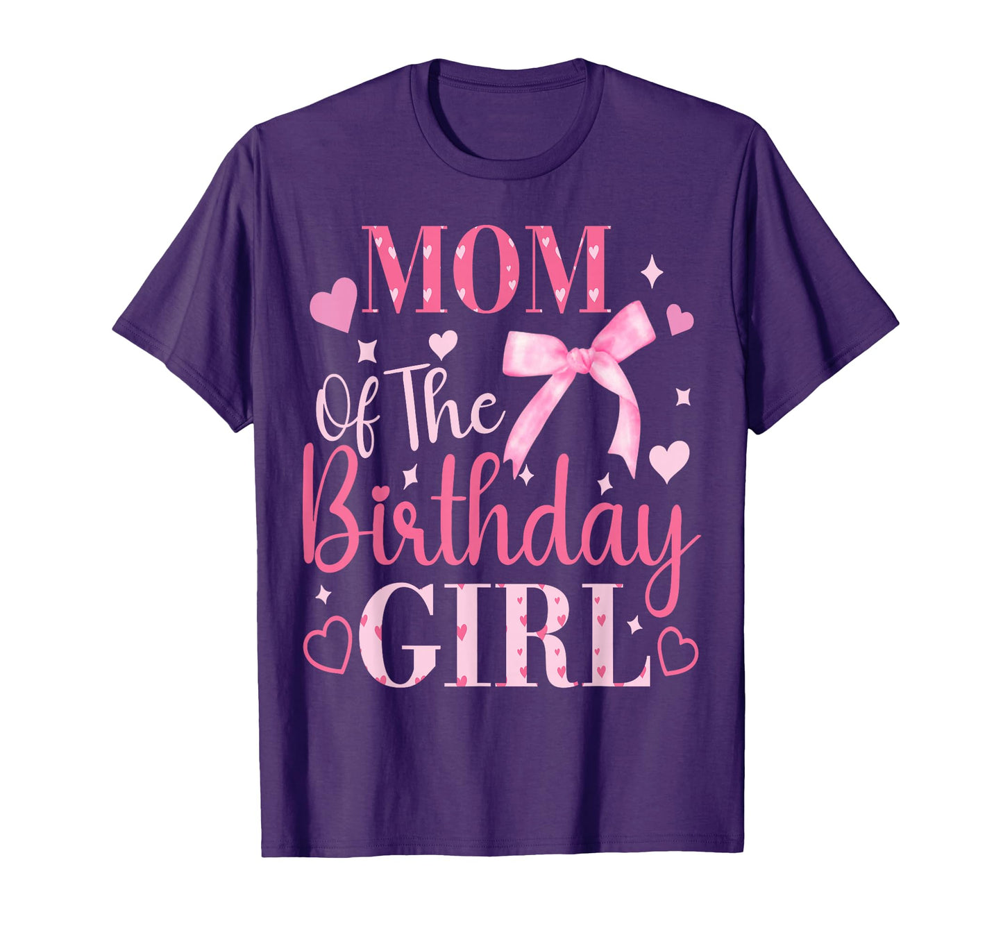 Mom of The Birthday Girl Bow Cute Pink Matching Family Party T-Shirt