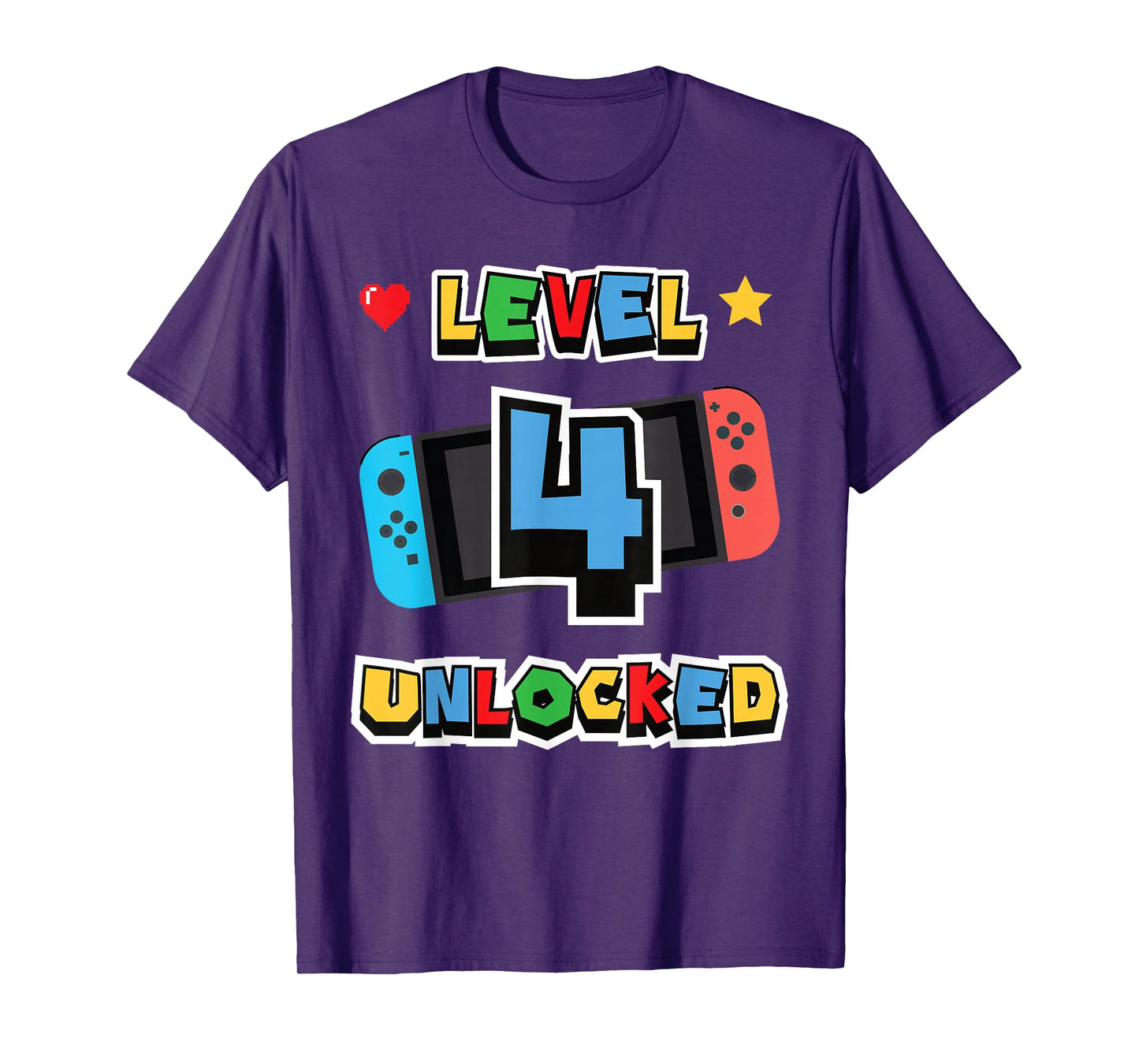 Level 4 Unlocked 4th Birthday Kids Video Game 4 Years Old T-Shirt