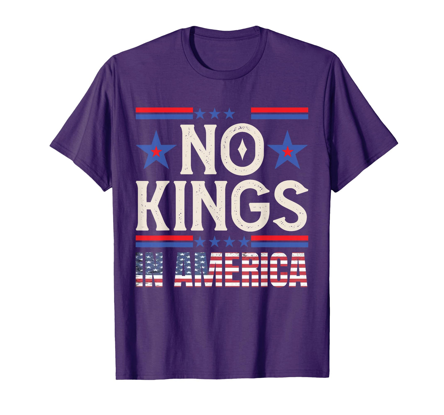 No Kings In America Protest Outfit Patriotic Retro USA Flag T-Shirt