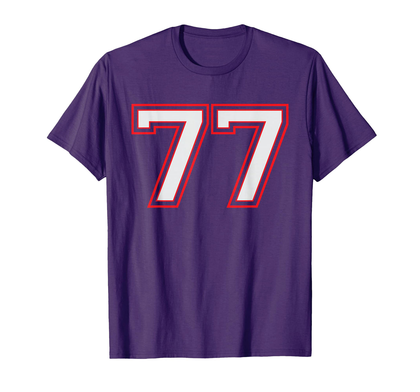 Red Number 77 Sports Player Jersey Fun Game Winner #77 Lucky T-Shirt