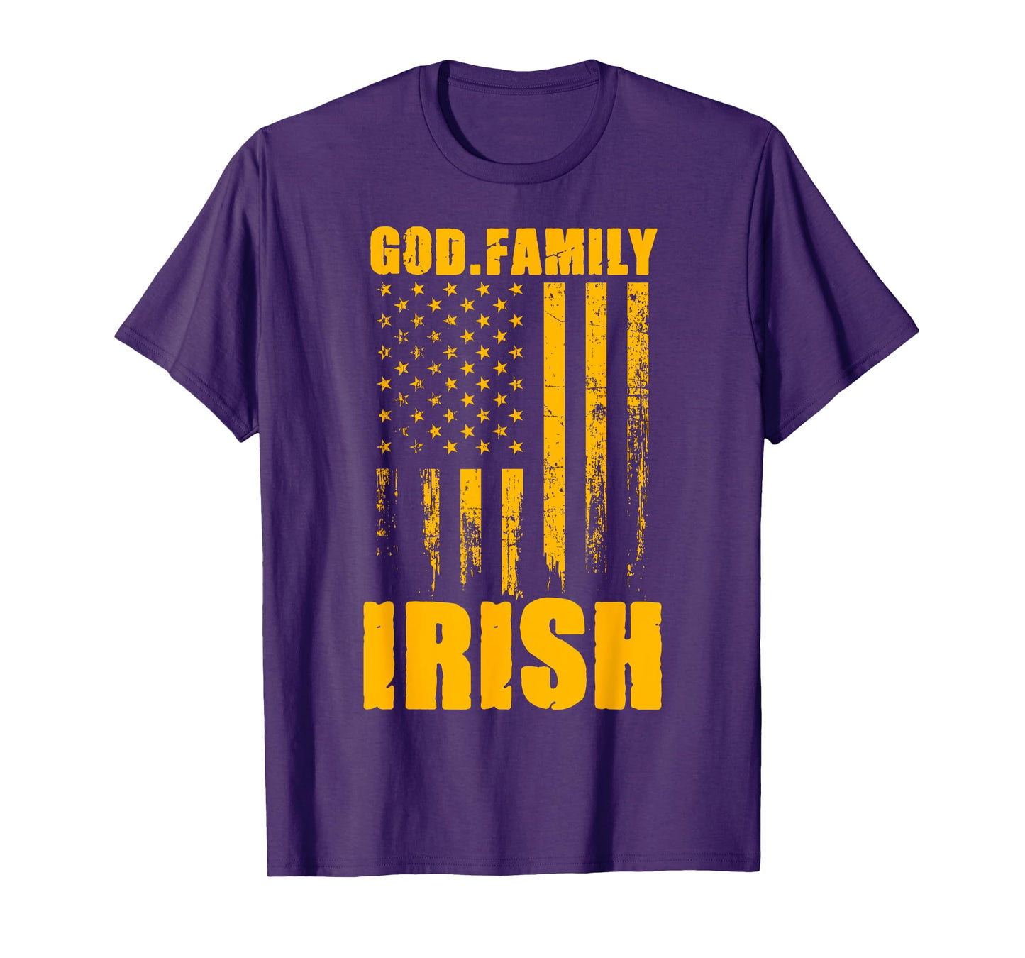Notre Dame Irish God. Family. Vintage USA Flag T-Shirt