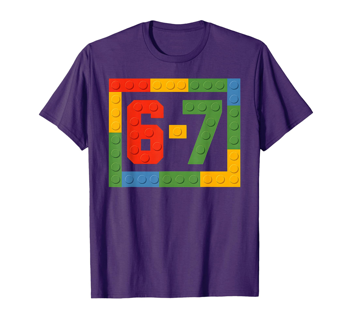 67 Building Blocks for Kids Boys Six Seven Funny 6-7 Meme T-Shirt