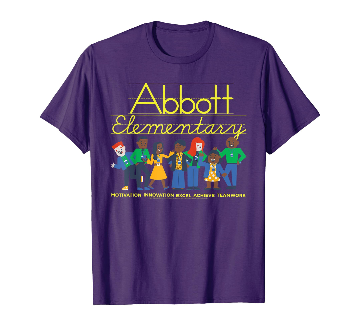 Abbott Elementary Cartoon Staff with Logo Funny TV Show T-Shirt