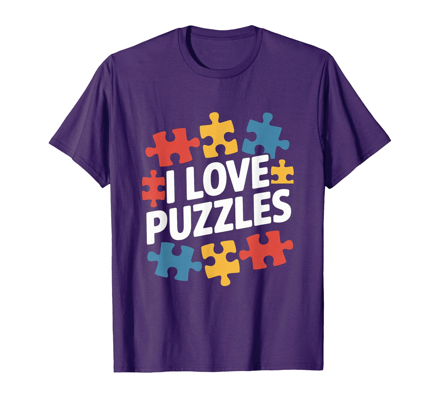 I Love Puzzles Colorful Fun Puzzle Pieces T-Shirt