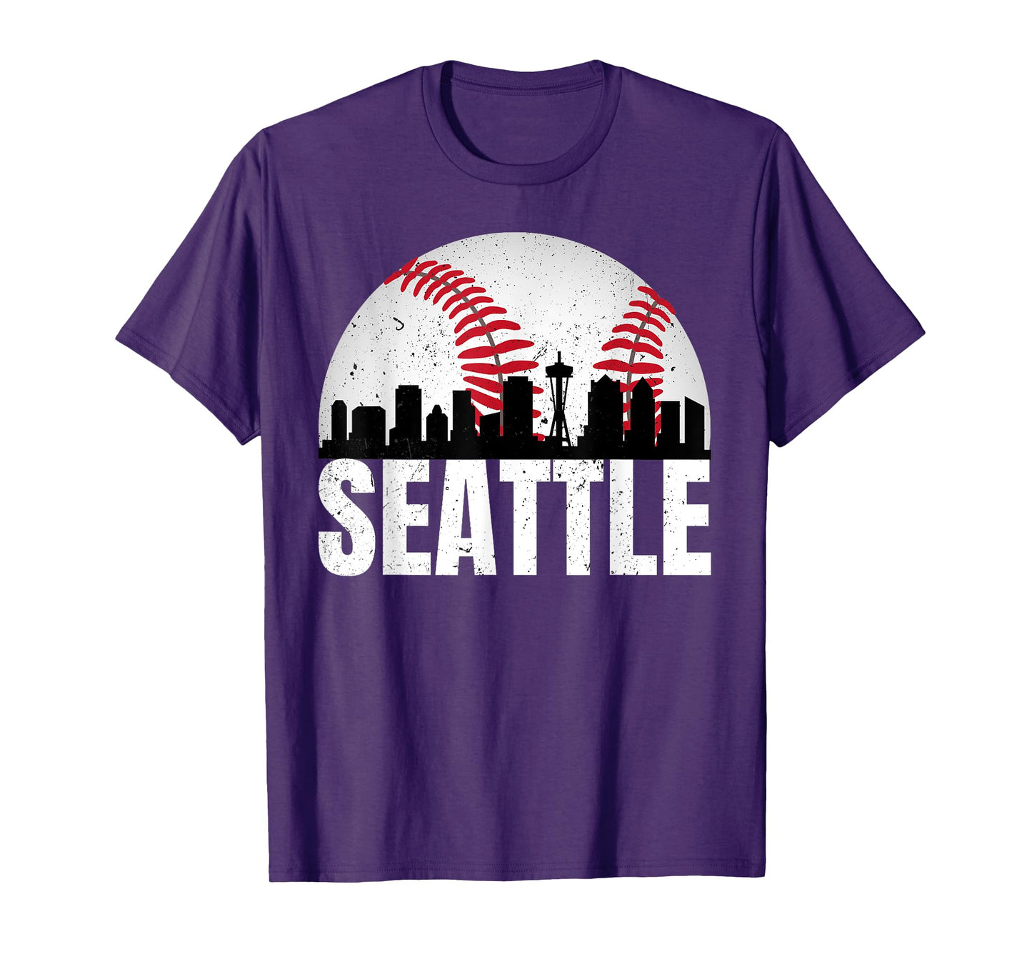 Vintage Seattle Skyline Baseball Retro Cityscap Washington T-Shirt