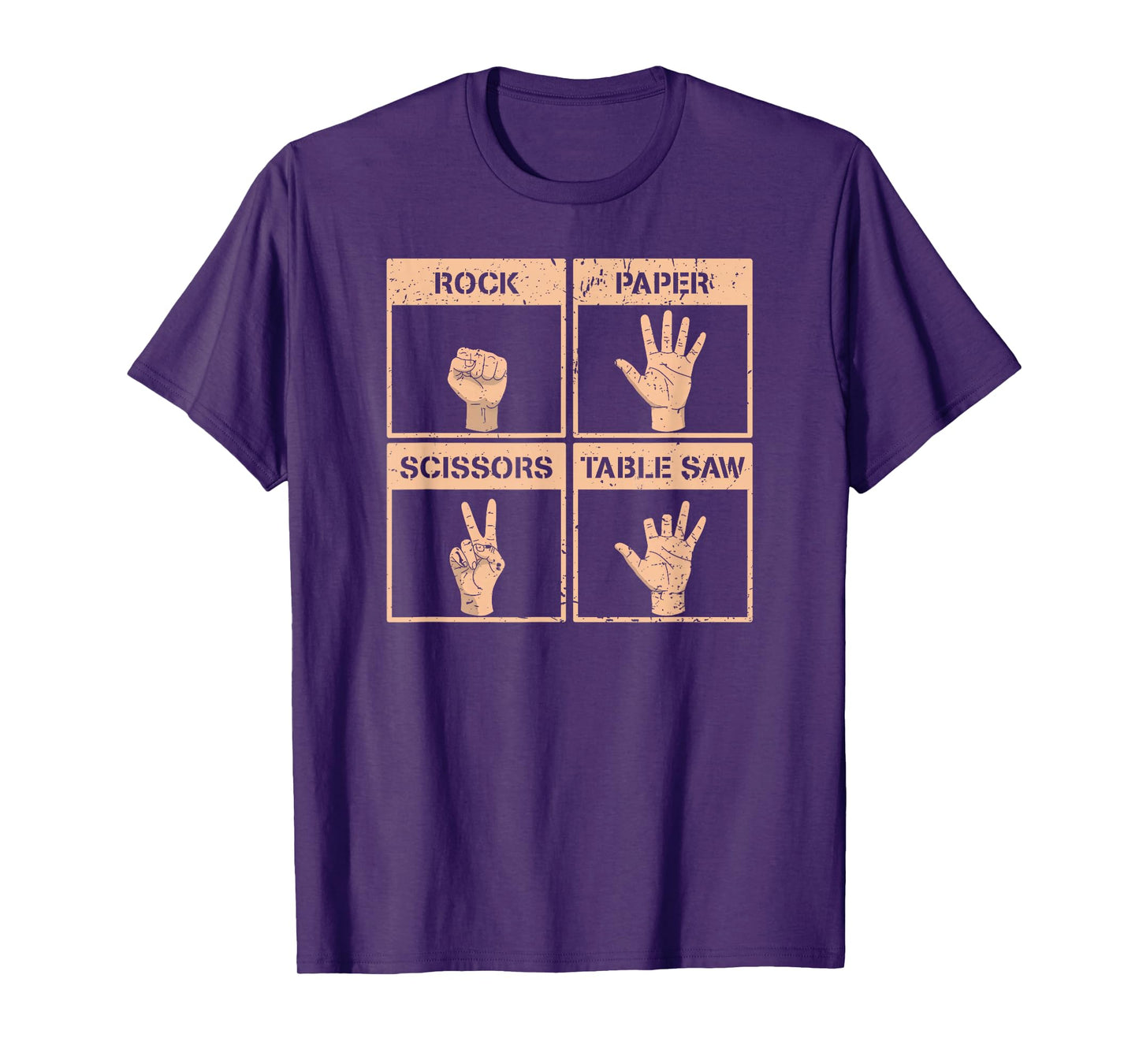 Rock Paper Scissors Table Saw Funny Missing Fingers Injury T-Shirt