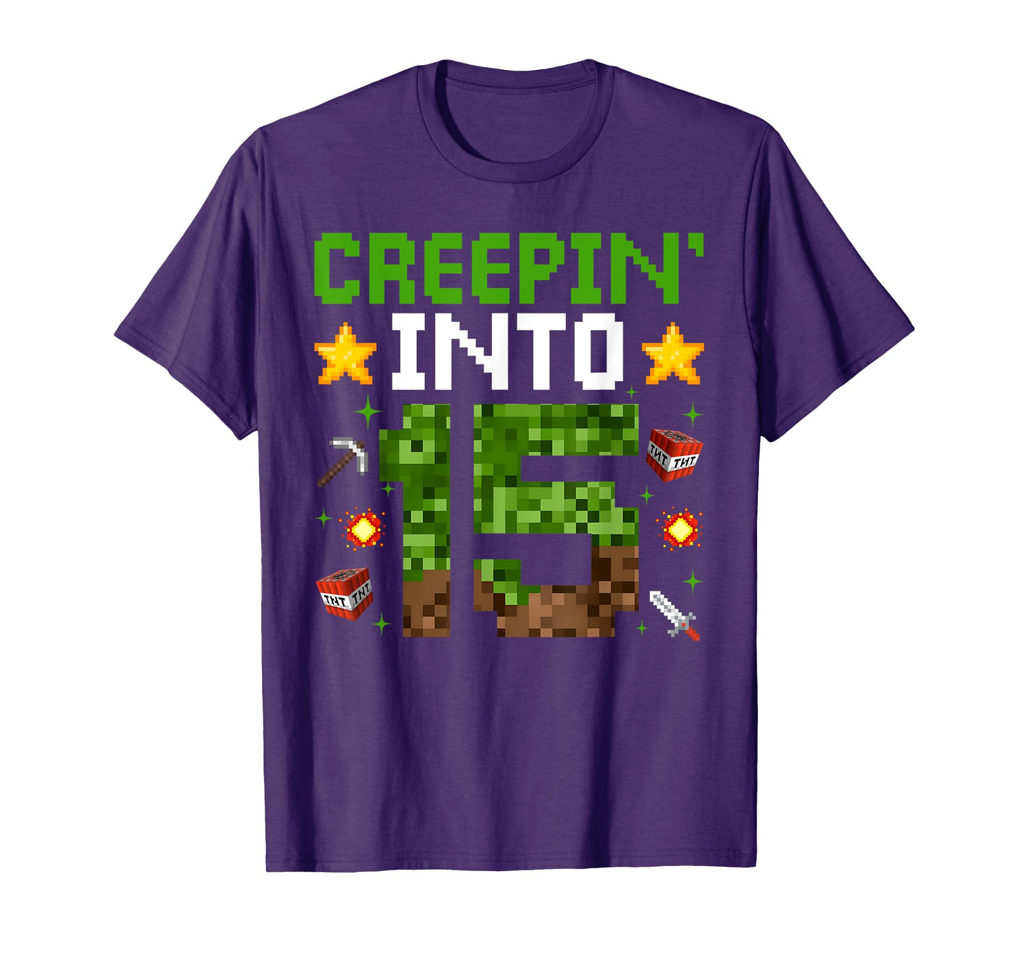 15th Birthday Gamer Pixel Creepin’ Into 15 Video Game Party T-Shirt