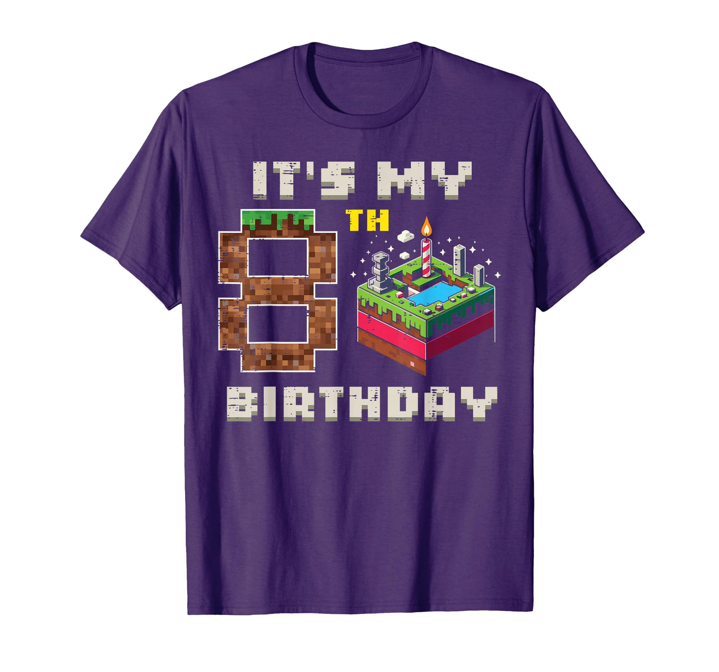 My 8th Birthday Pixel Game 8 Cake Video Gamer Boys Kid Youth T-Shirt