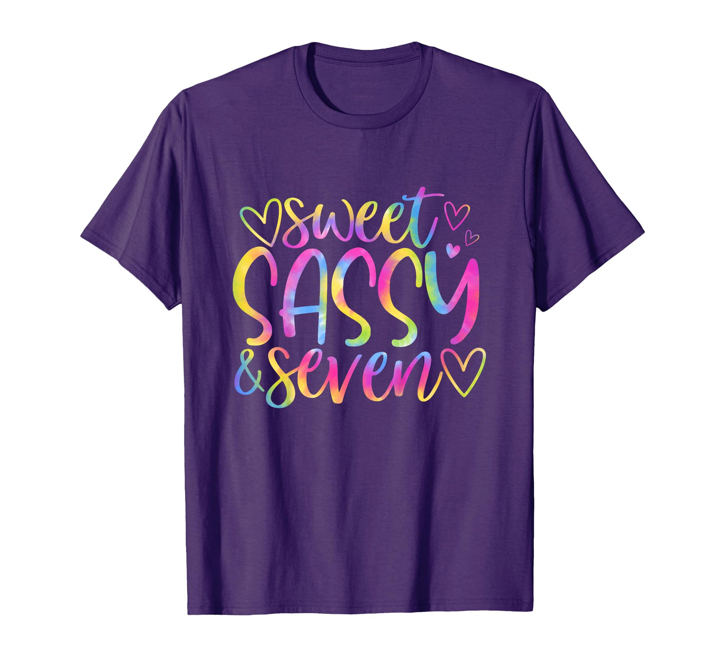 7th Birthday Sweet Sassy and Seven Girls 7 Years Old Tie Dye T-Shirt