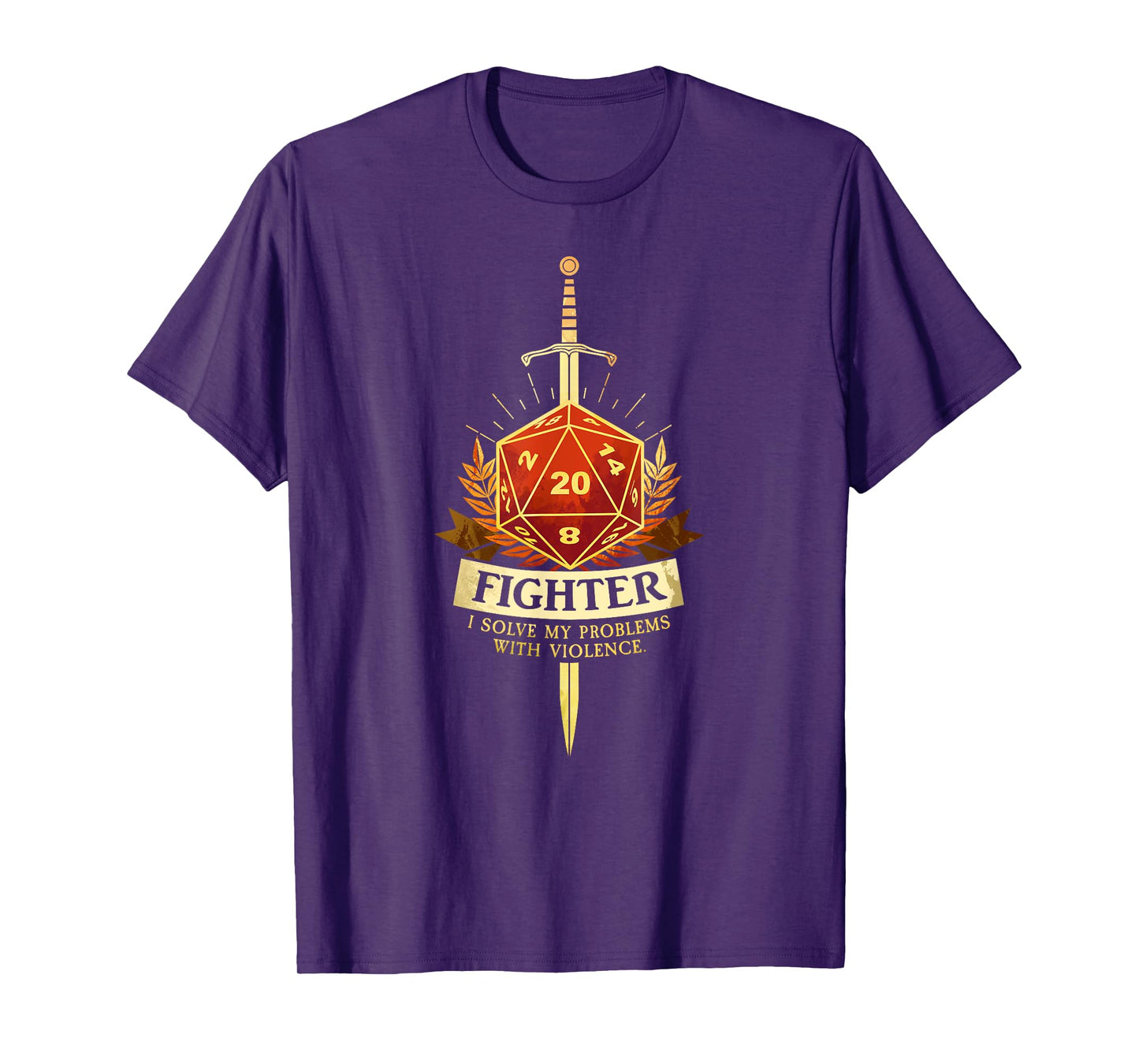 Gamer Class Fighter RPG TRPG Fantasy Gaming T-Shirt - Black, Men's Small, Classic Fit, Short Sleeve