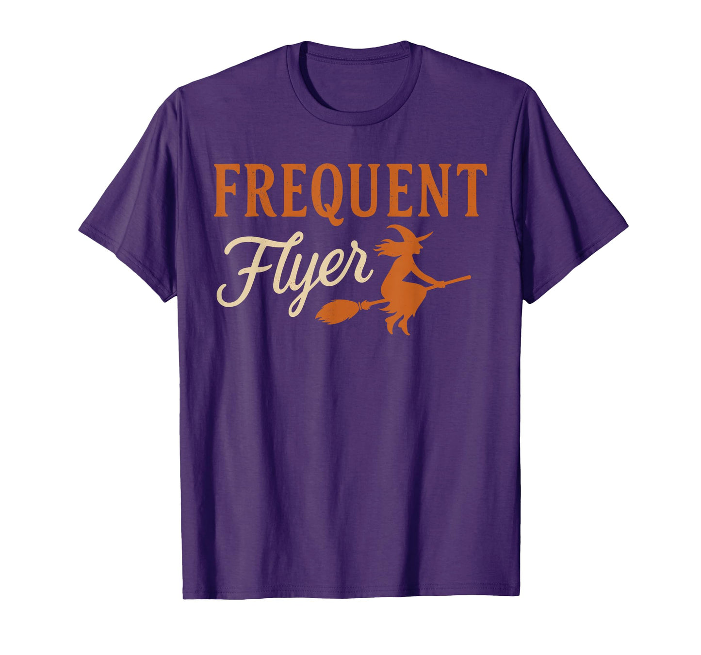 Frequent Flyer Witch Shirt Women, Halloween Witch Hat Broom T-Shirt