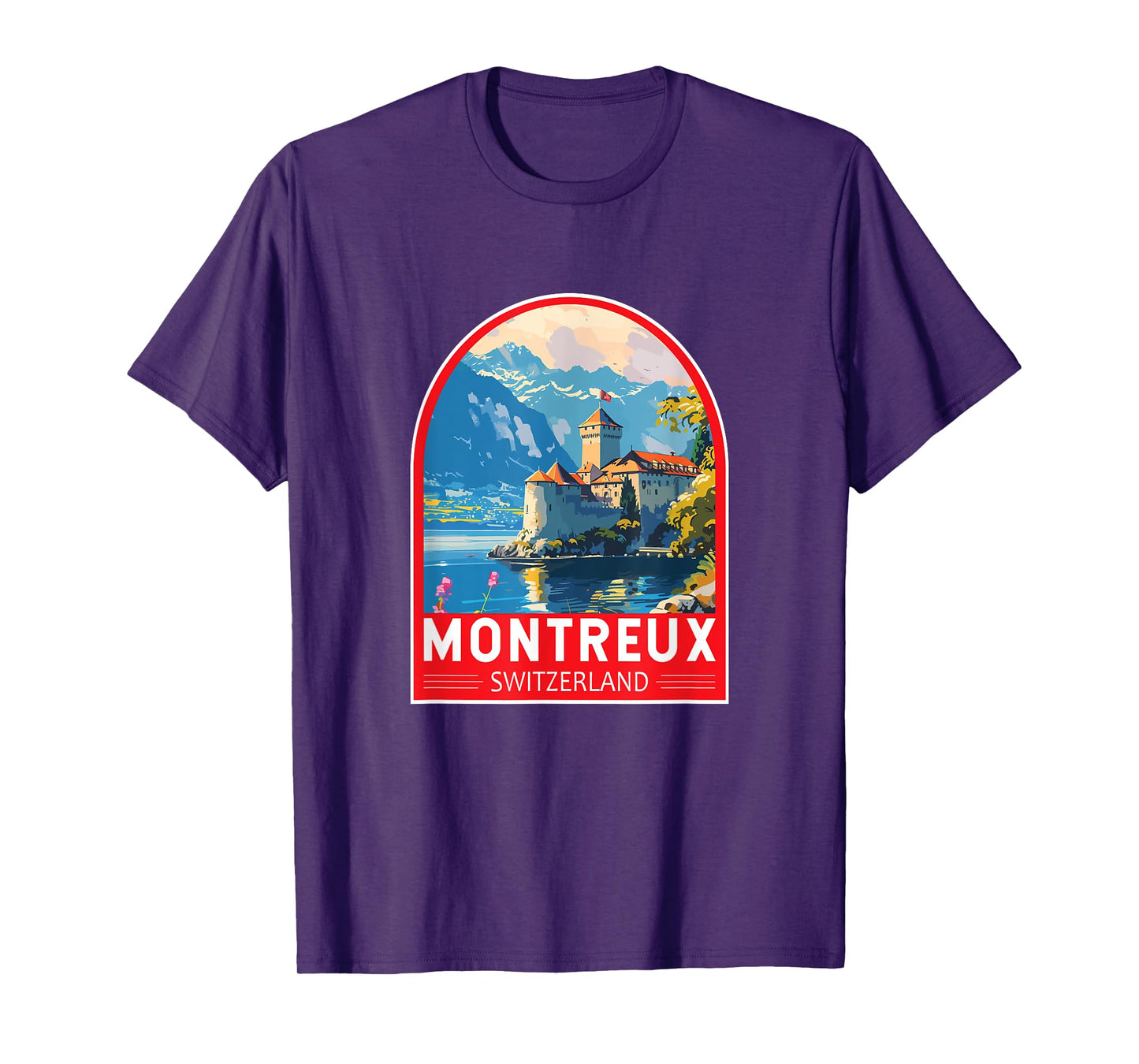 Montreux Switzerland Travel Art Emblem Vintage T-Shirt