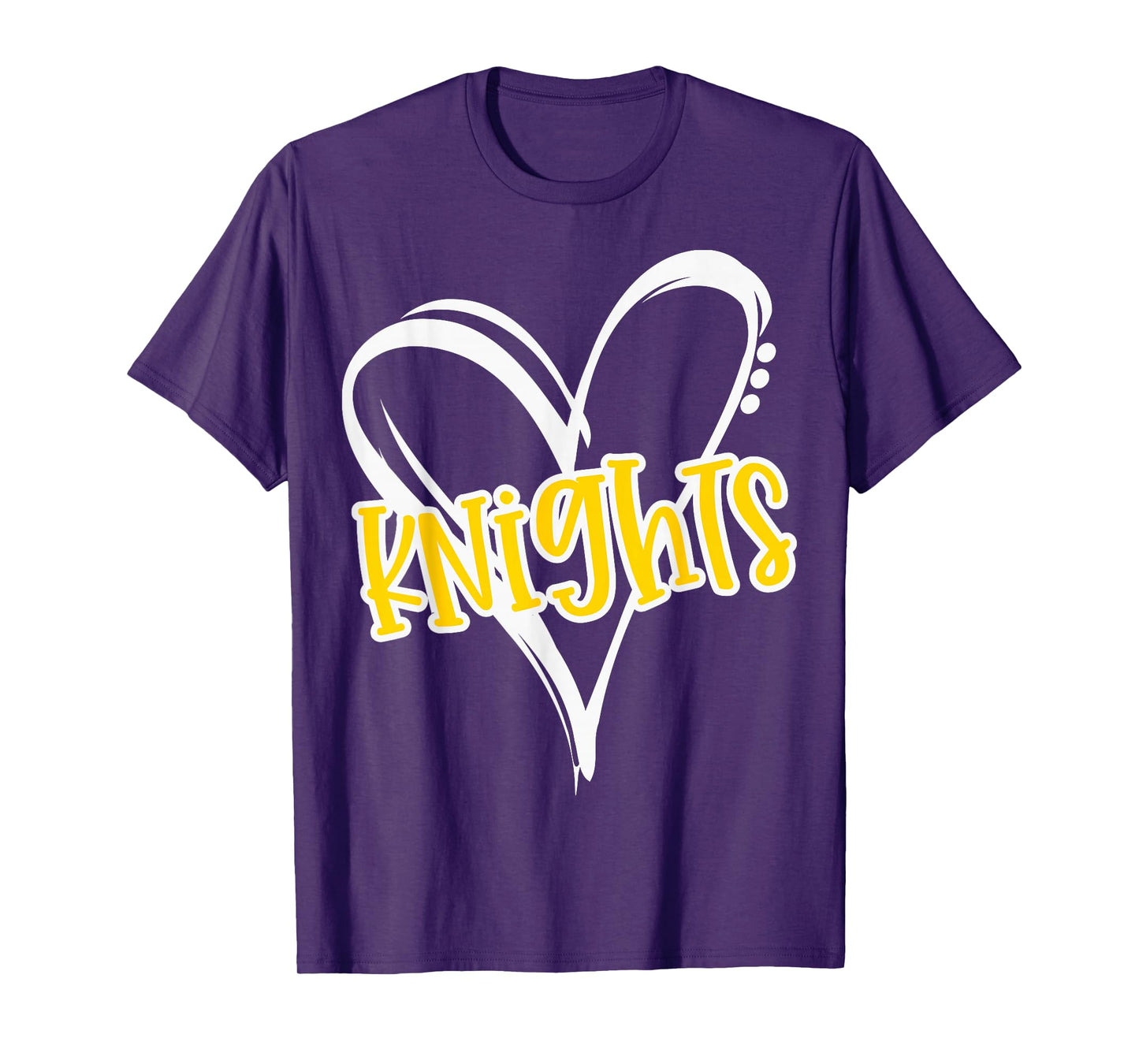 Knights Heart Yellow Lettering Retro Trendy Game Day Spirit T-Shirt