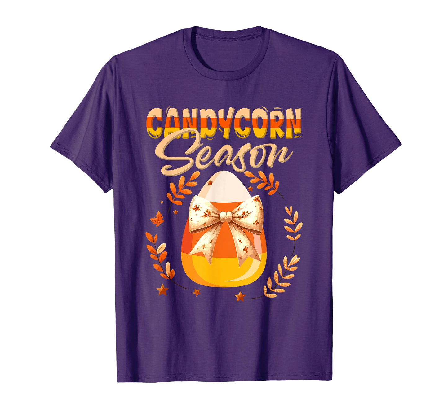 Candy Corn Season Halloween Candy Corn Bow Tie Floral Lover T-Shirt