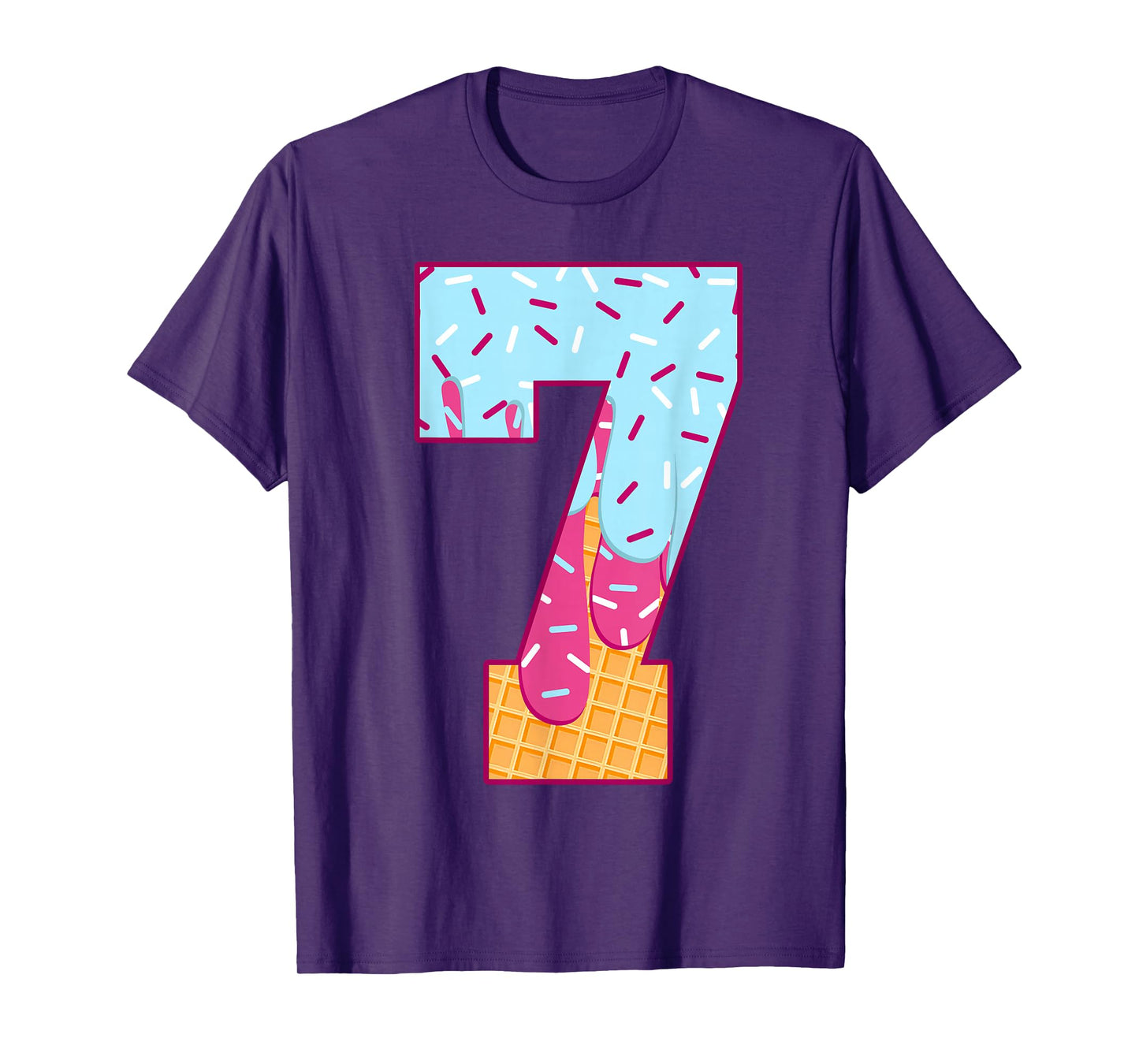 Number 7 Ice Cream Drip Matching Numbers Costume Meme T-Shirt