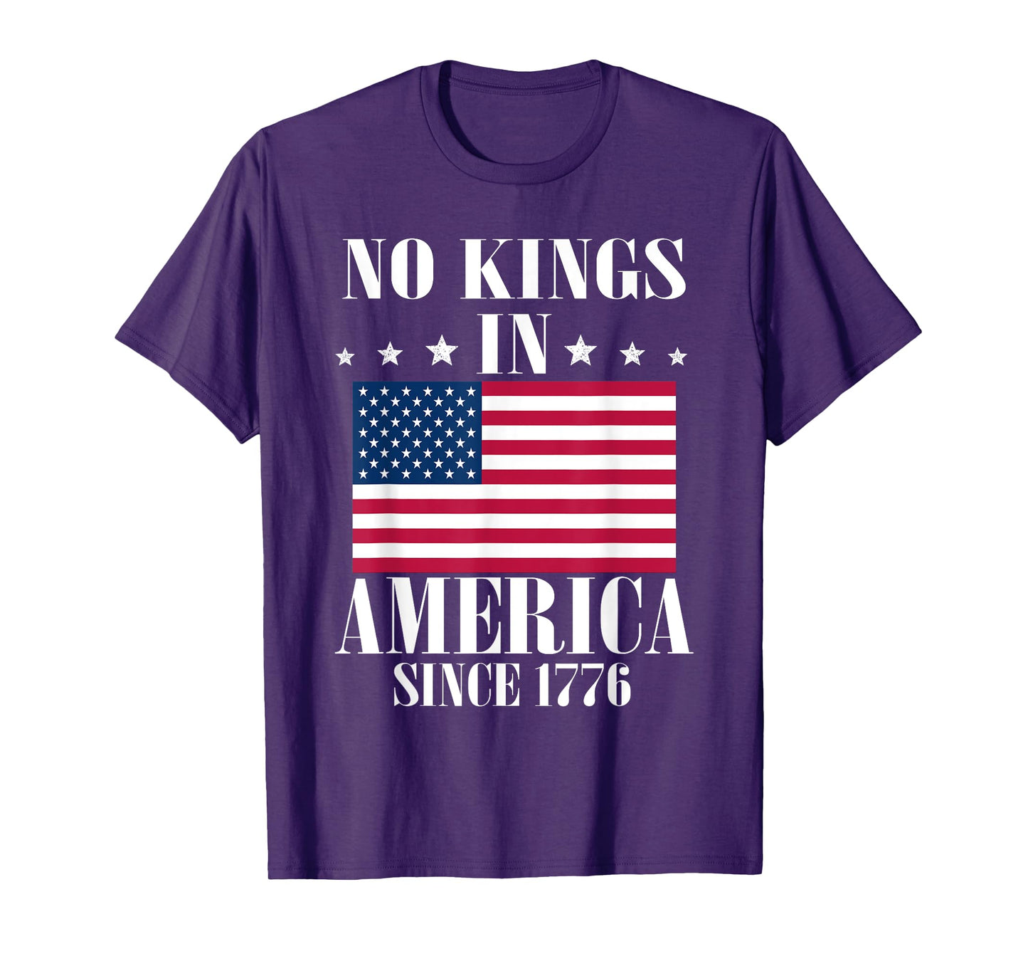 No Kings In America Since 1776 Retro American Flag Patriotic T-Shirt