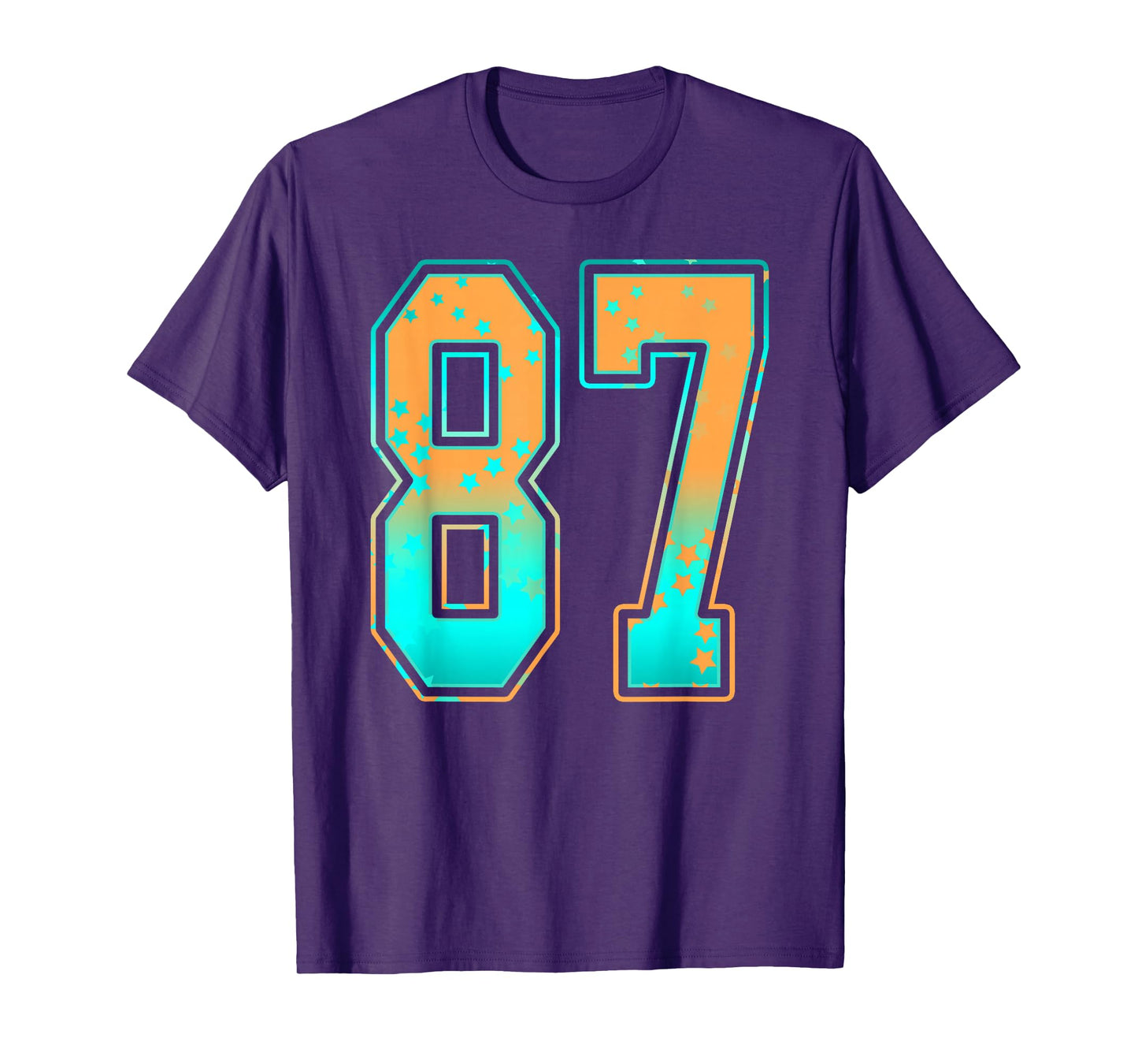 Mint Green Teal Orange Number 87 Jersey Player Uniform #87 T-Shirt
