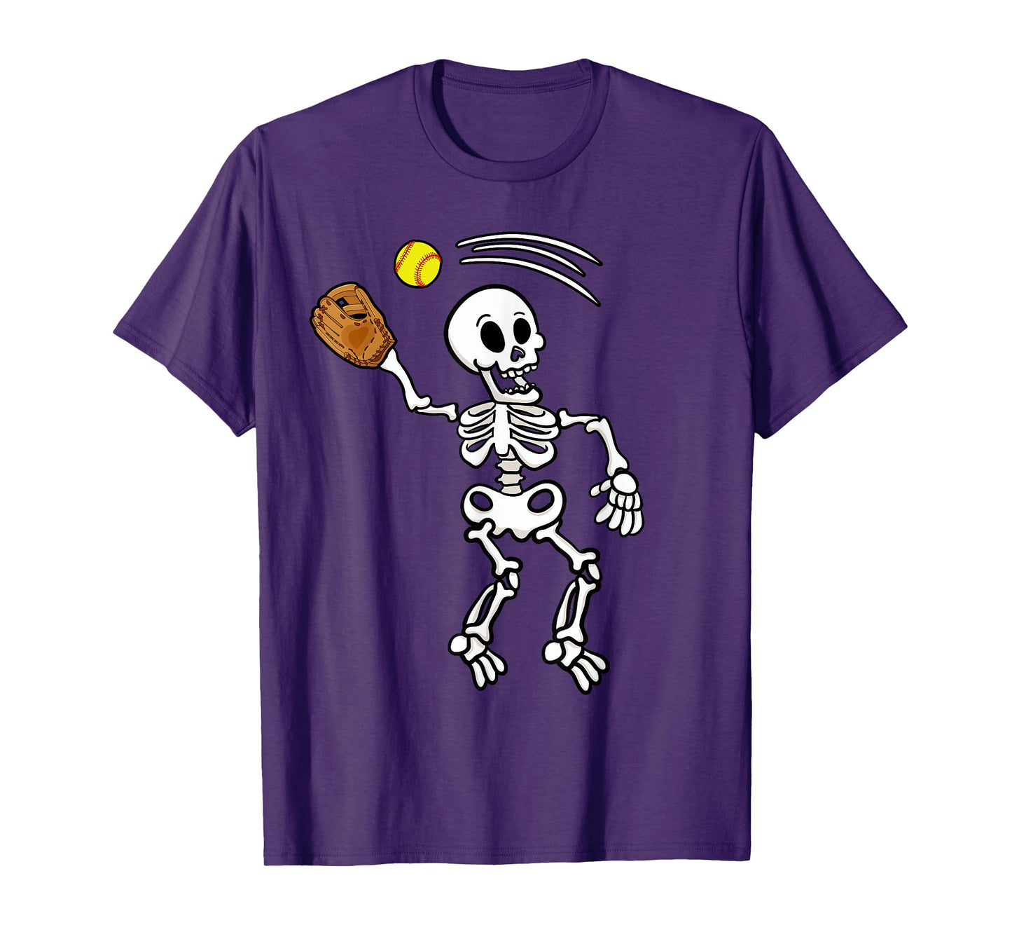 Softball Catcher Halloween Skeleton Costume Party T-Shirt