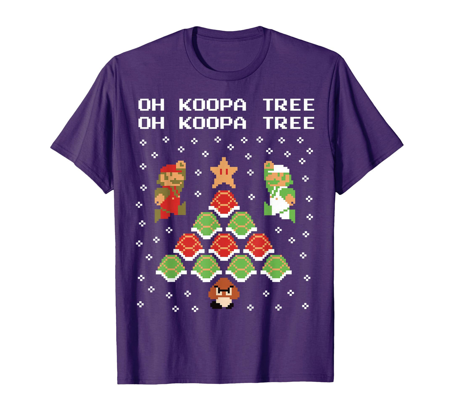 Super Mario Koopa Tree Goomba Christmas Graphic Short Sleeve T-Shirt