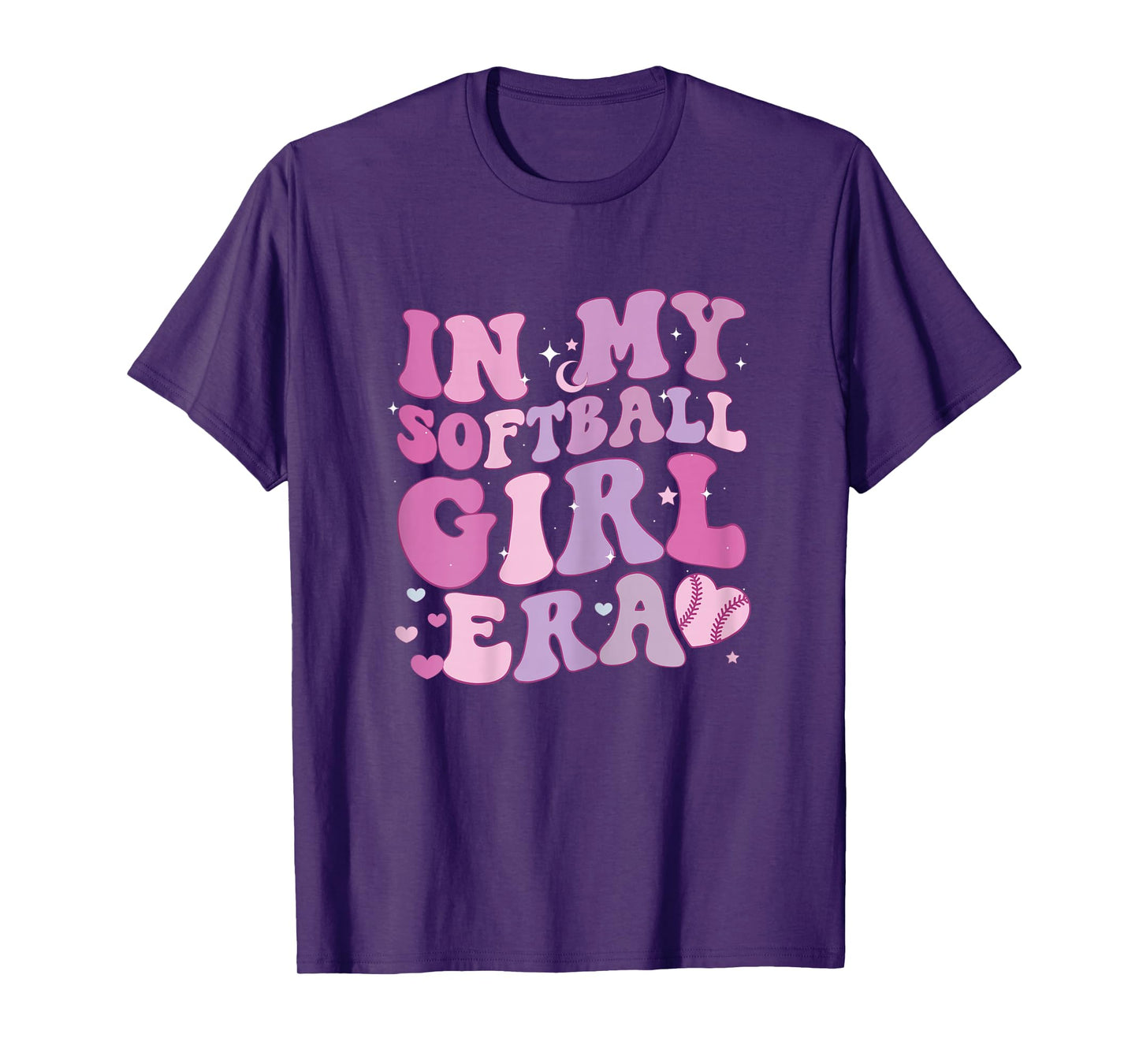 In My Softball Girl Era Funny Softball Girl Groovy Retro T-Shirt