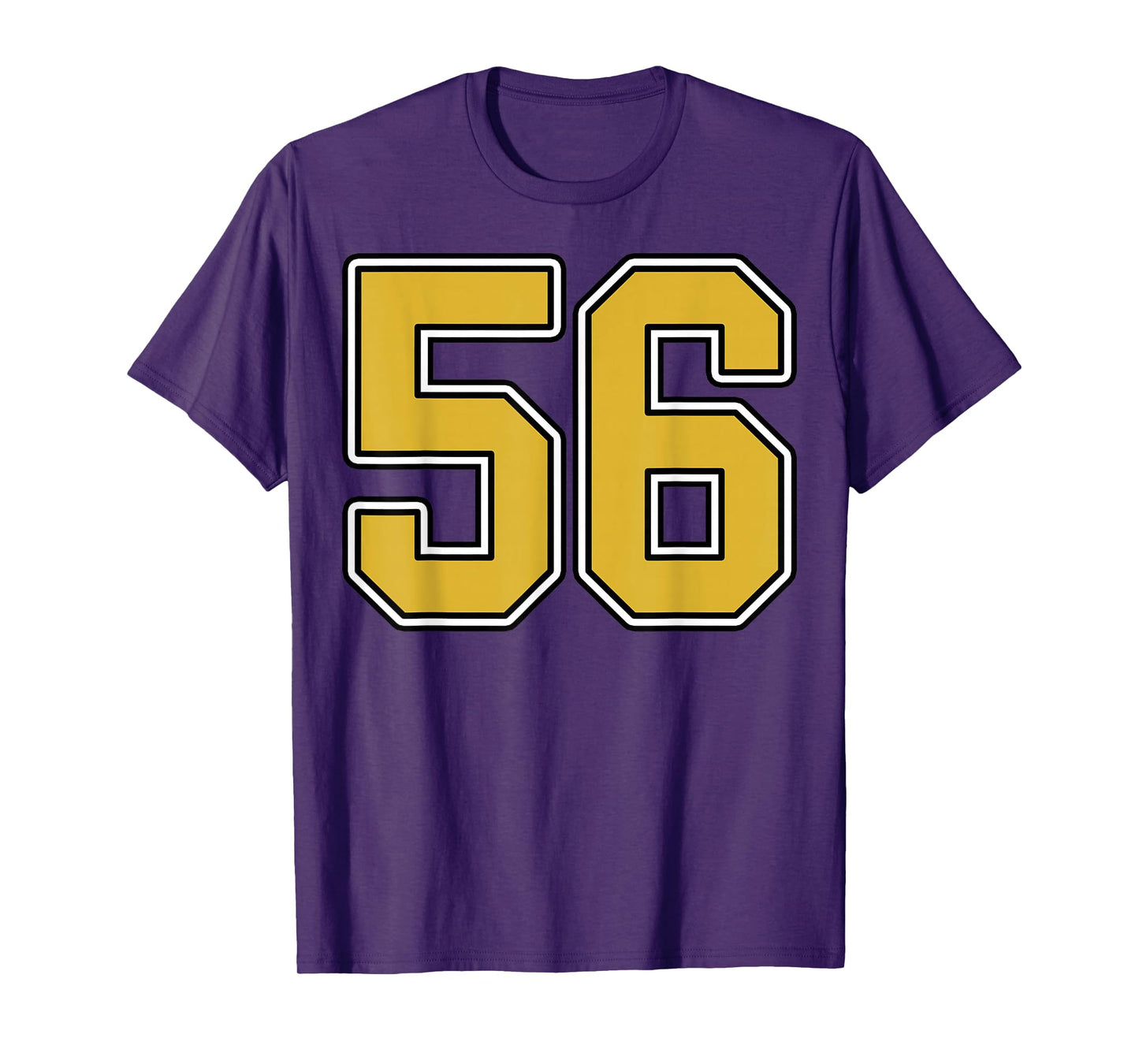 Old Gold Black White Sports Number 56 Jersey Uniform Player T-Shirt