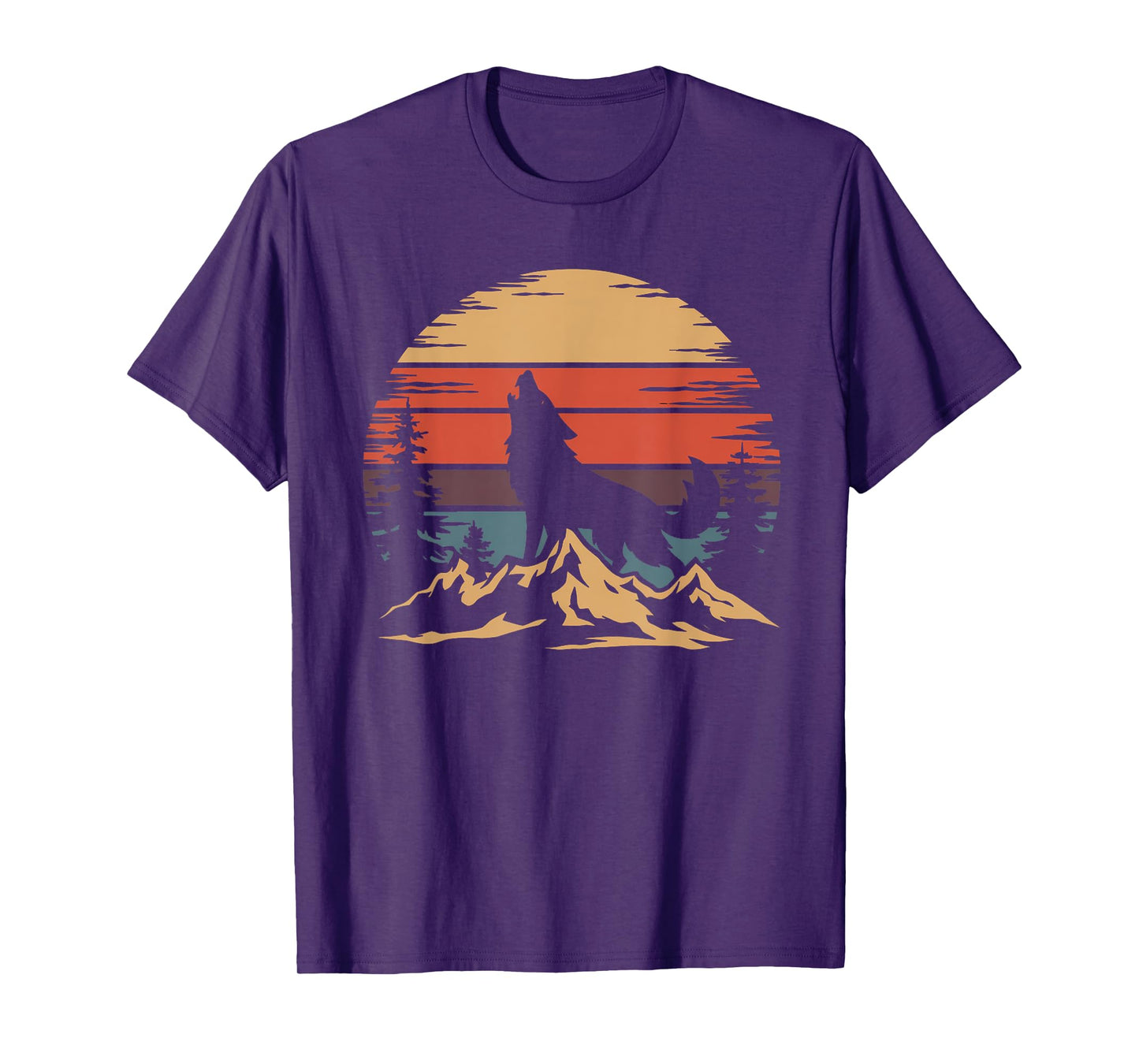 Wolf Mountain T-Shirt - Retro Wildlife Howling Wolf Nature T-Shirt